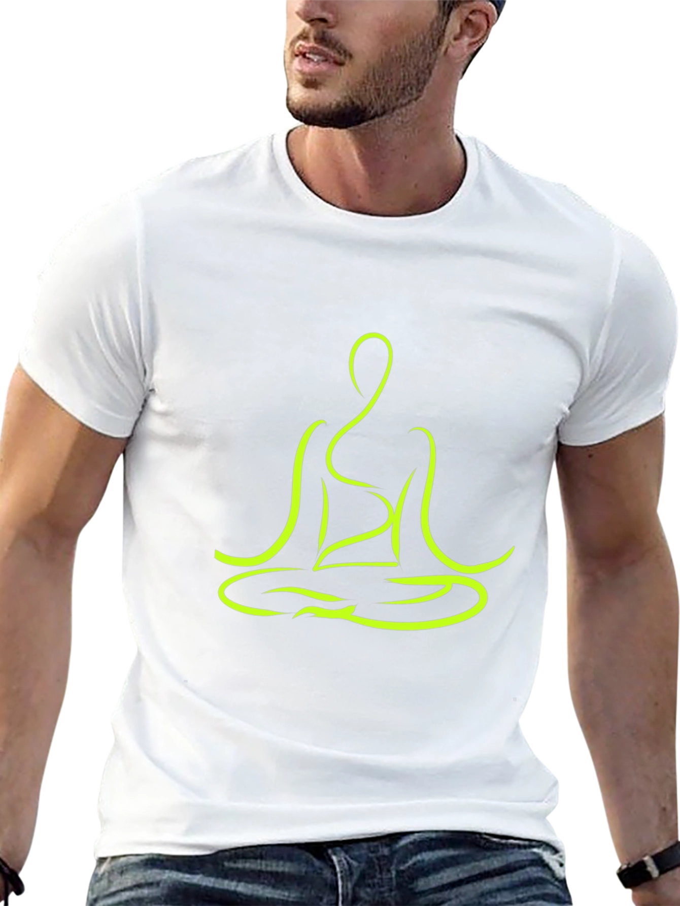 Black Yoga Pose Graphic Tee - Black Cotton T-Shirt view 13