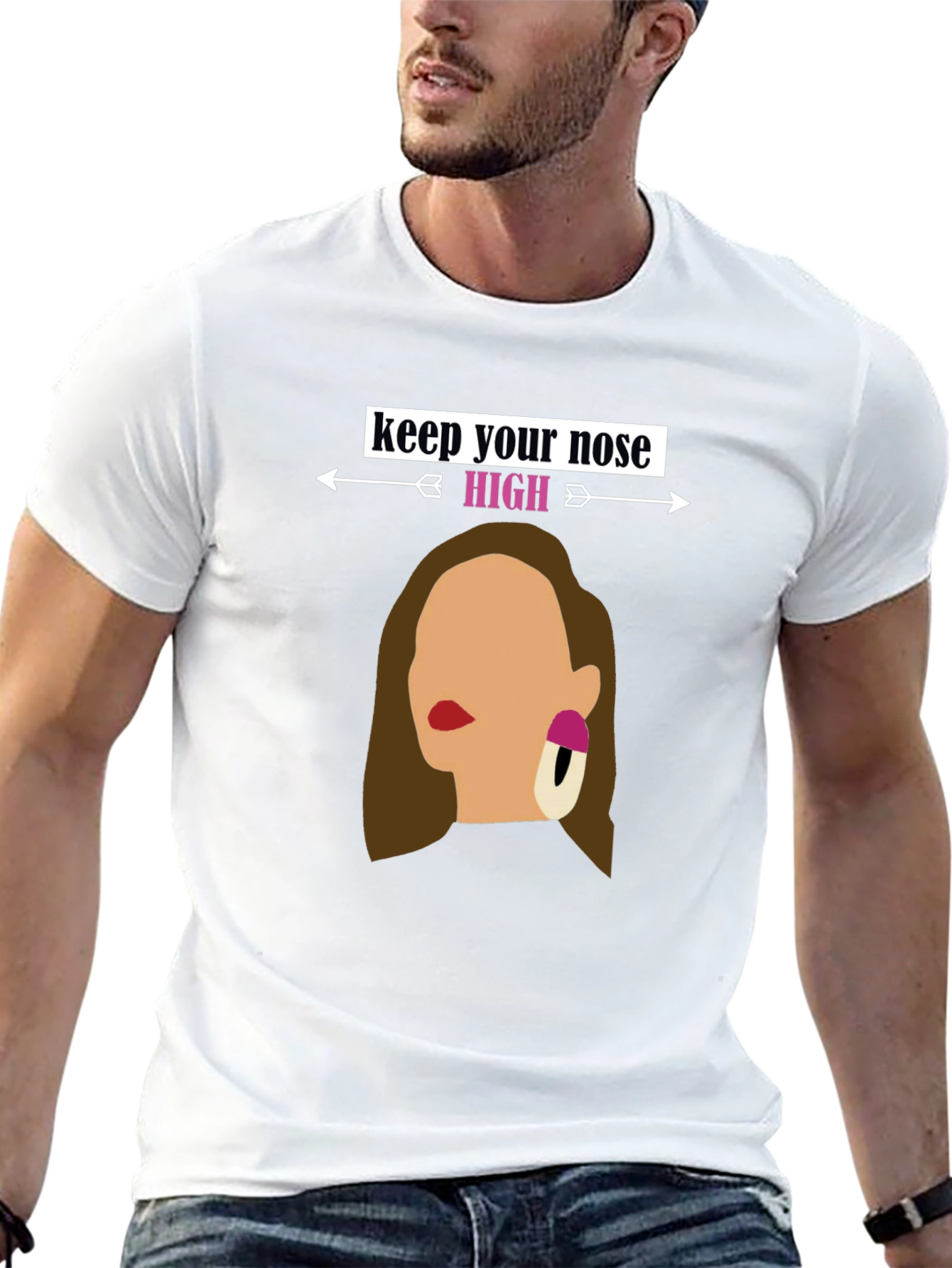 Black Keep Your Nose High Graphic Tee - Stylish Statement Shirt view 13