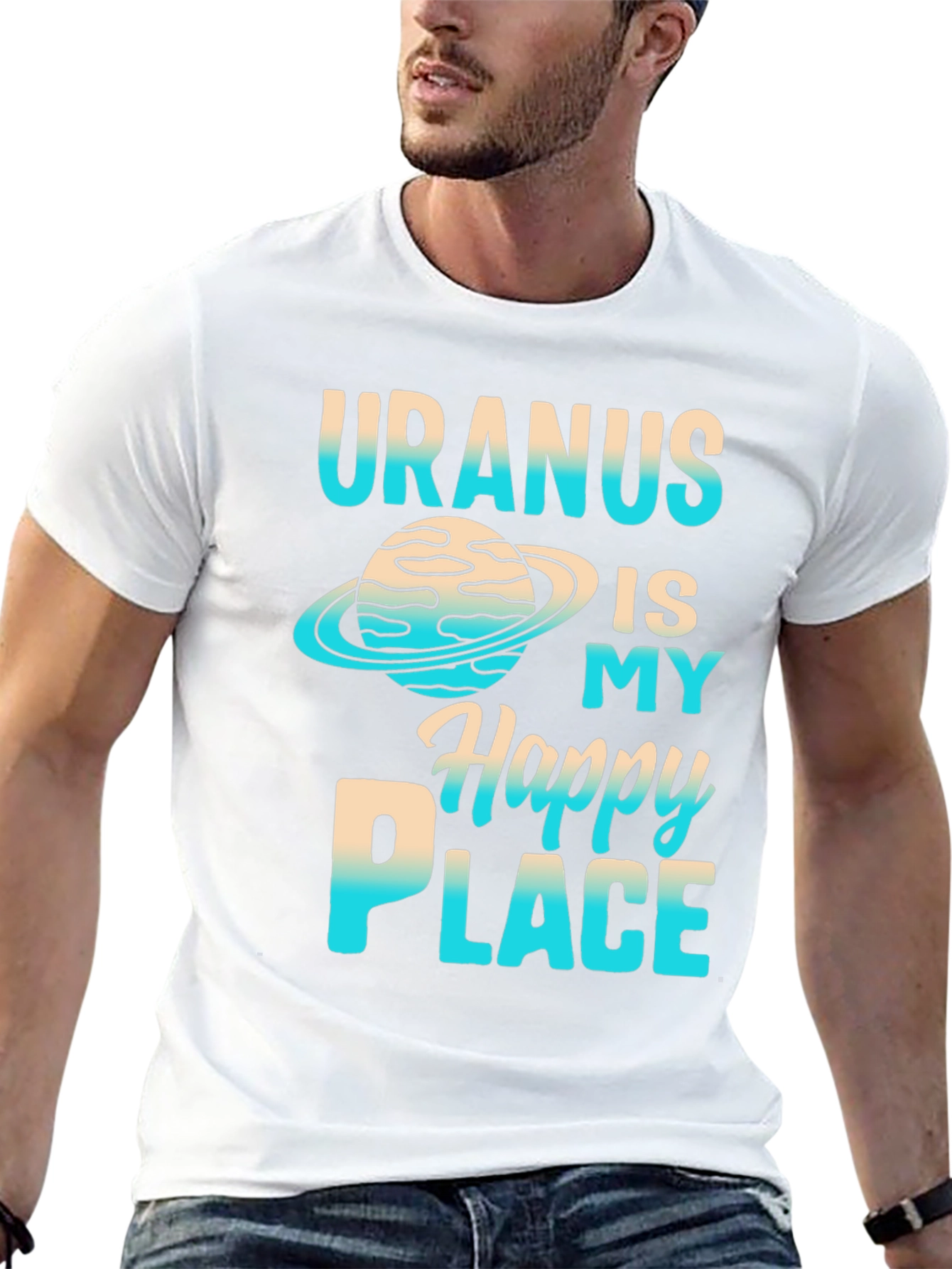Black Uranus Happy Place Graphic T-Shirt view 13
