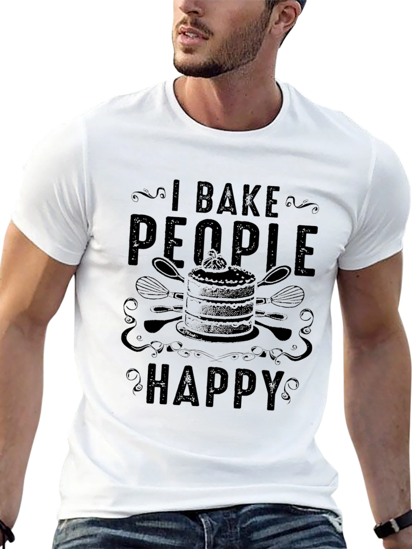 Black I Bake People Happy T-Shirt - Baking Lover Gift view 13