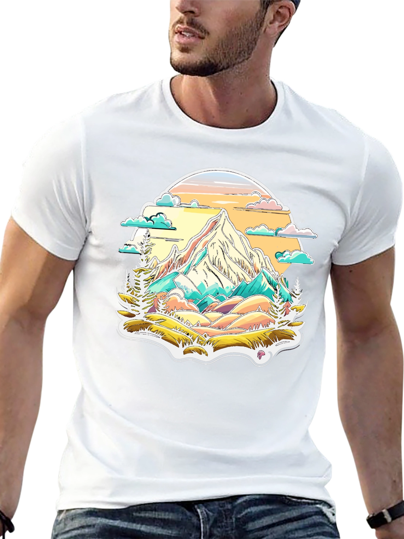 Black Mountain Scene Graphic Tee - Nature Lover's T-Shirt view 13