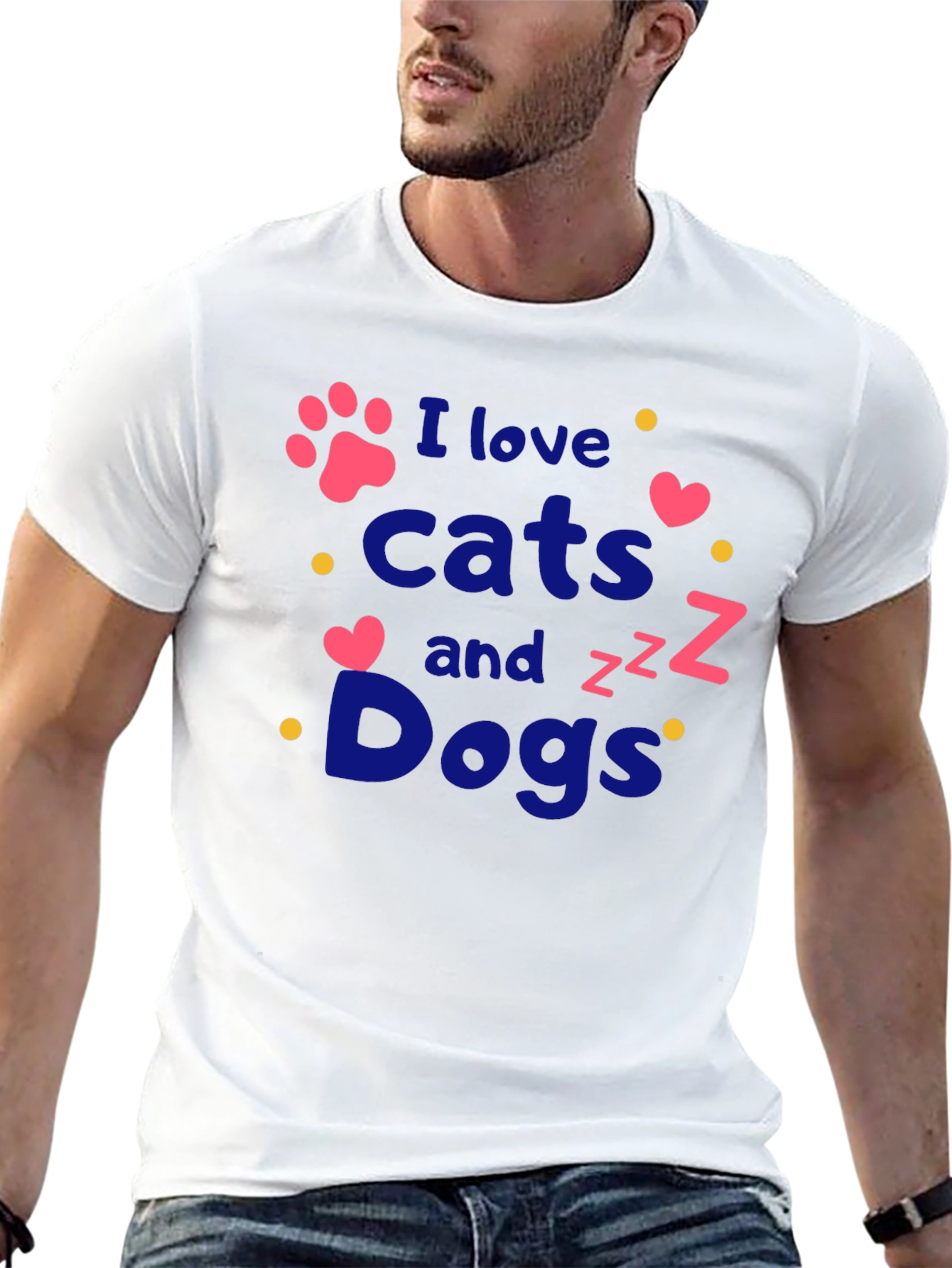 Black I Love Cats and Dogs T-Shirt - Pet Lover Tee view 13