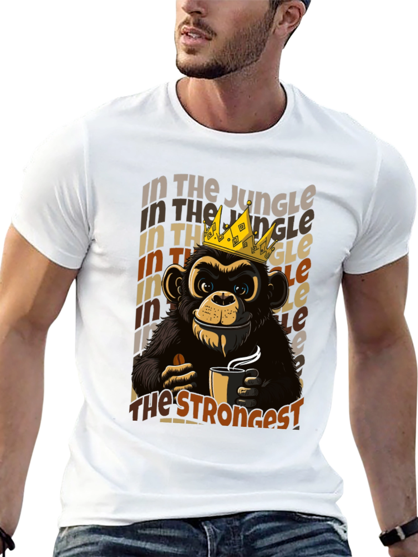 Black King Monkey Coffee T-Shirt - Jungle Strongest view 13