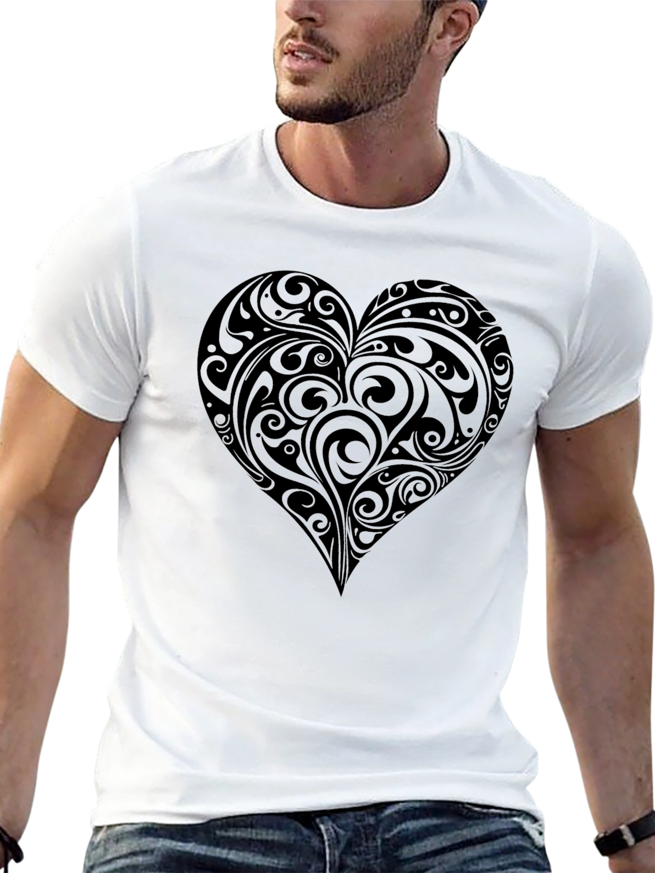 Black Heart Swirl Graphic Tee - Men's Black T-Shirt view 13