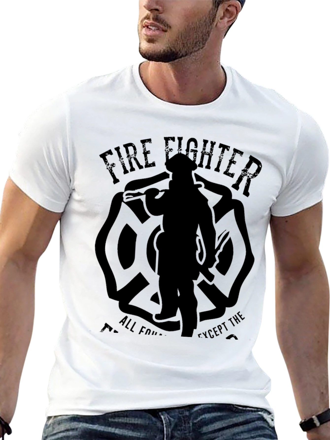 Black Firefighter Graphic Tee - Maltese Cross Design view 13
