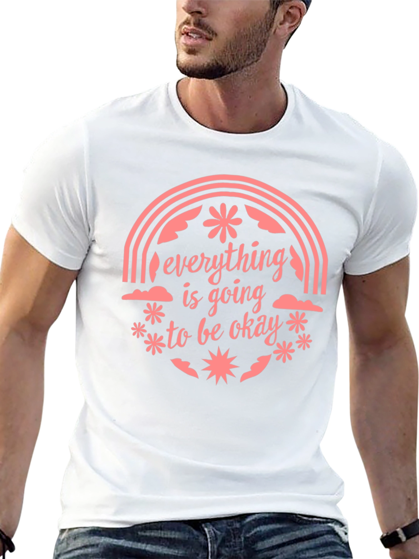 Black Optimistic Graphic Tee: "Everything Is Going To Be Okay" view 13