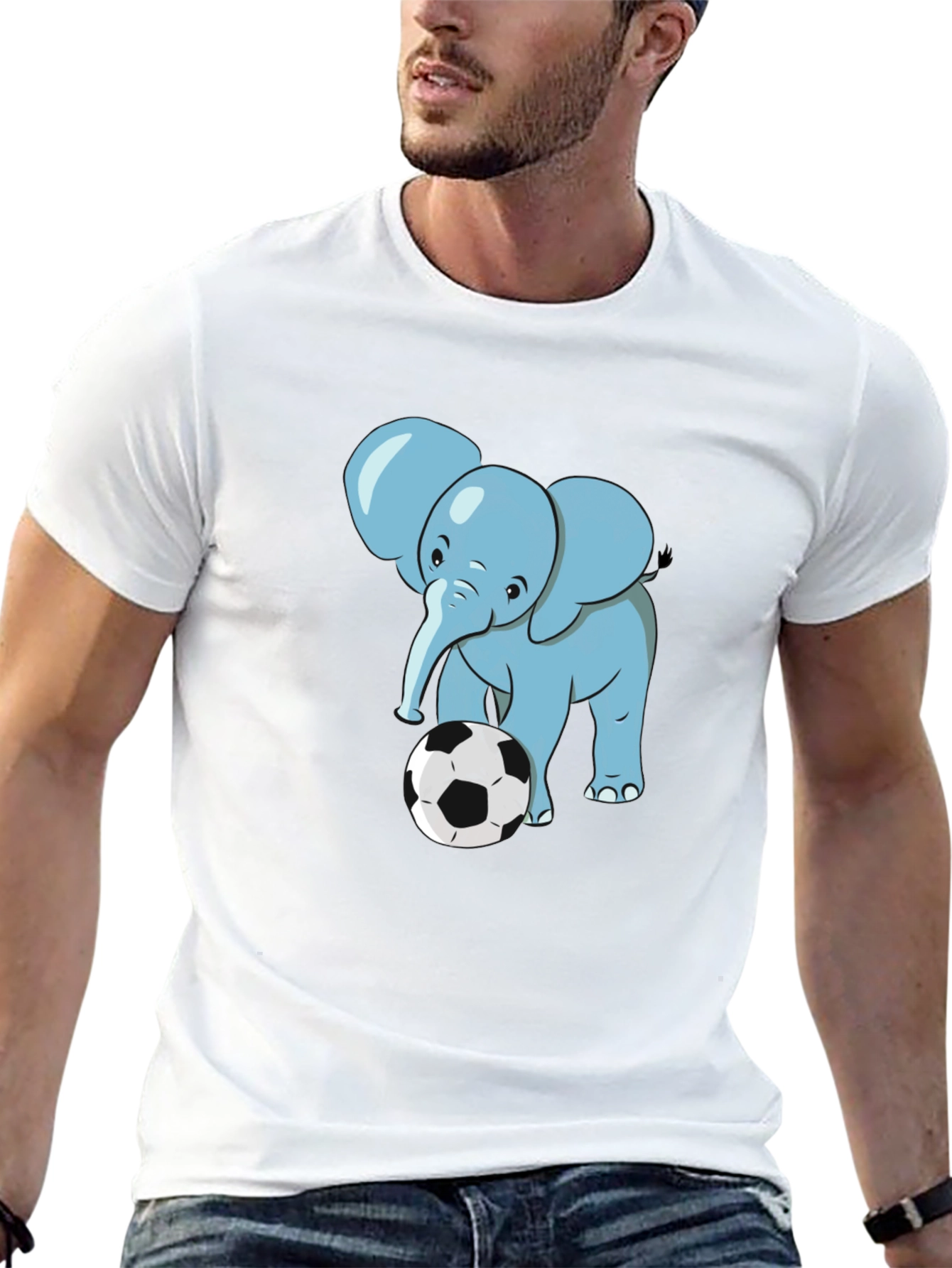 Black Elephant Soccer T-Shirt - Black Cotton Tee view 13