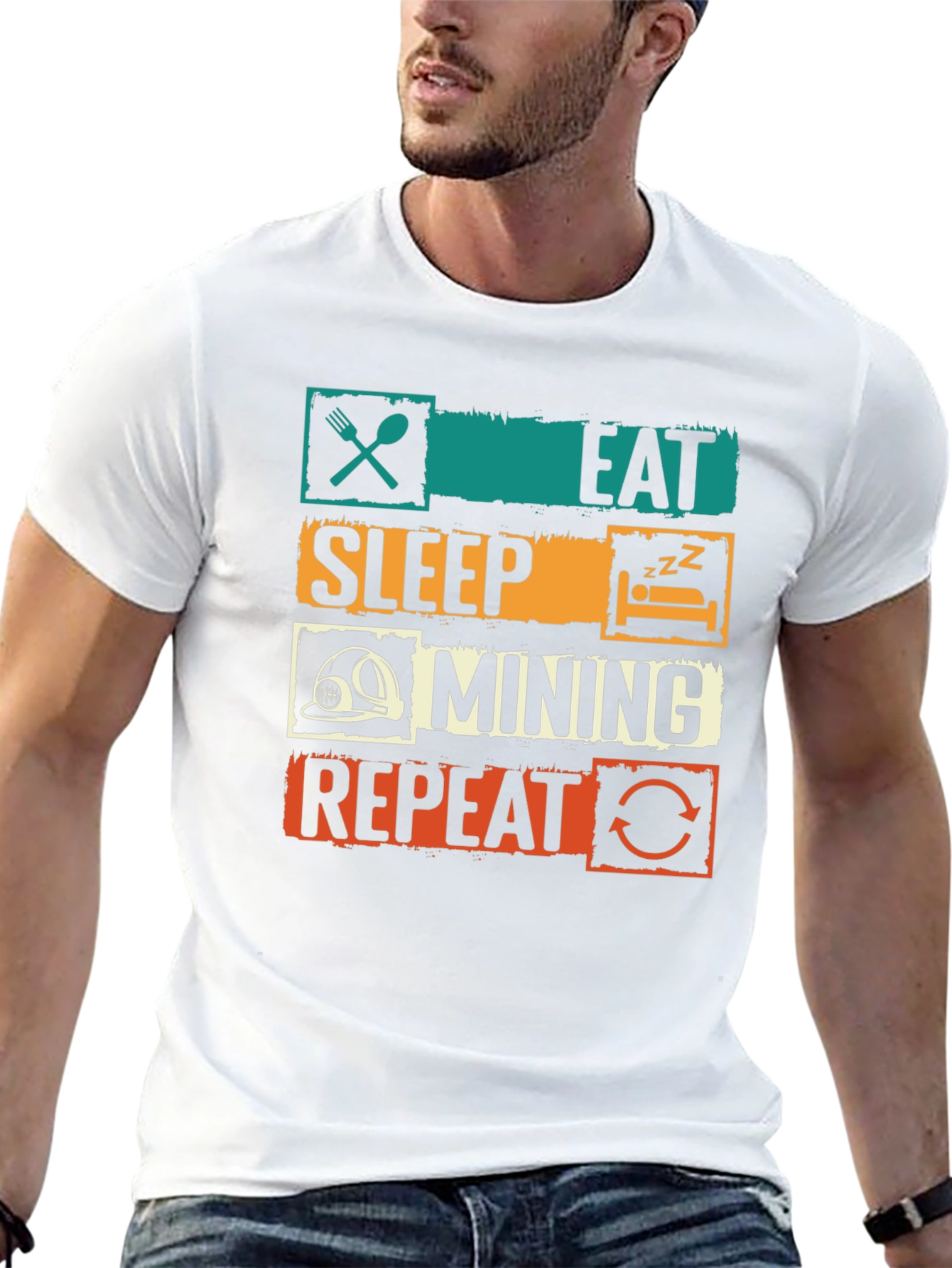 Black Eat Sleep Mining Repeat T-Shirt view 13