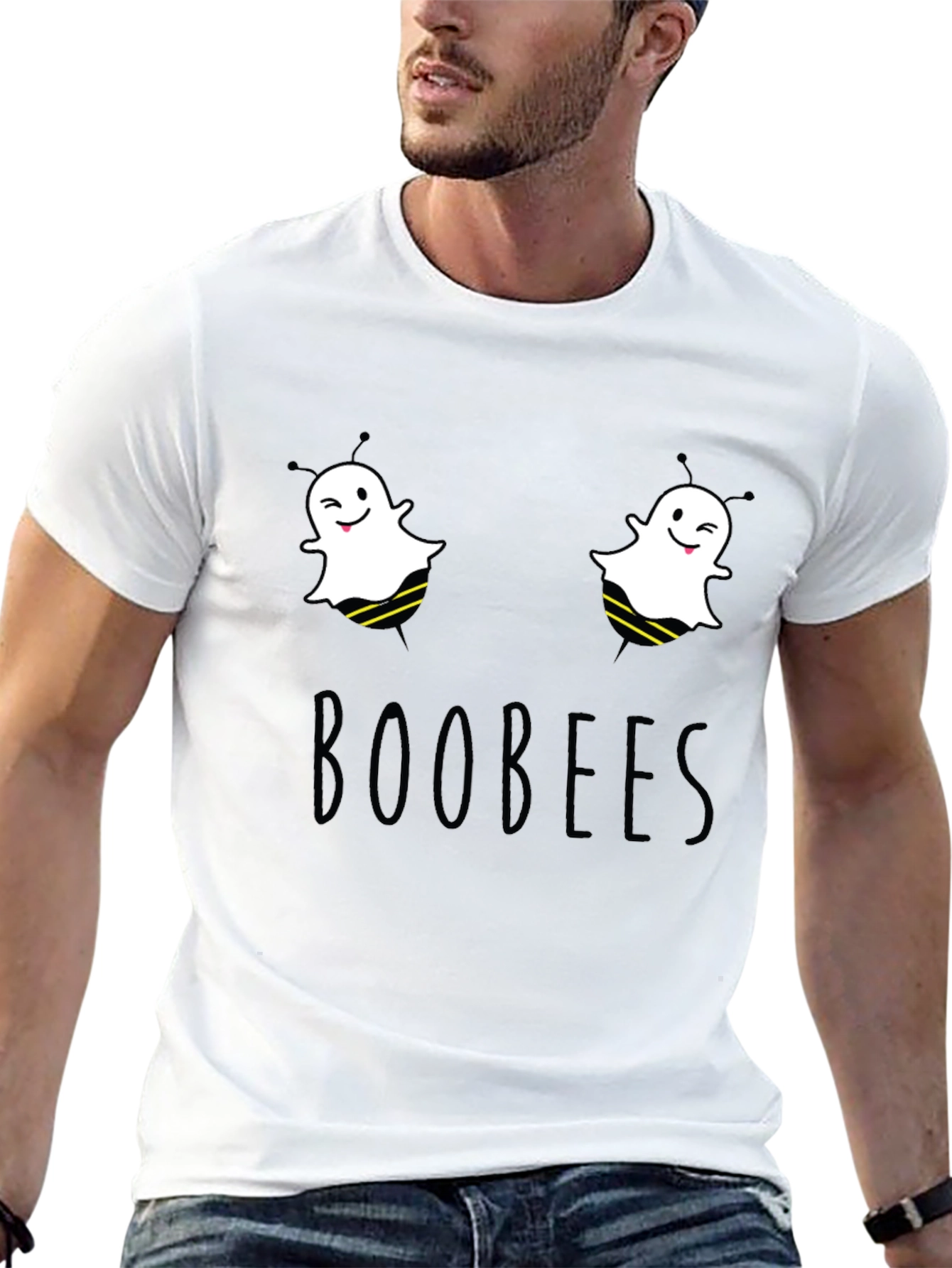 Black Boobees Graphic Tee - Funny Ghost Bee Pun T-Shirt view 13