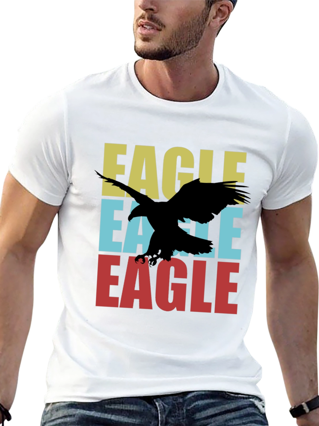 Black Retro Eagle Graphic Tee - Cool Bird Lover Design view 13