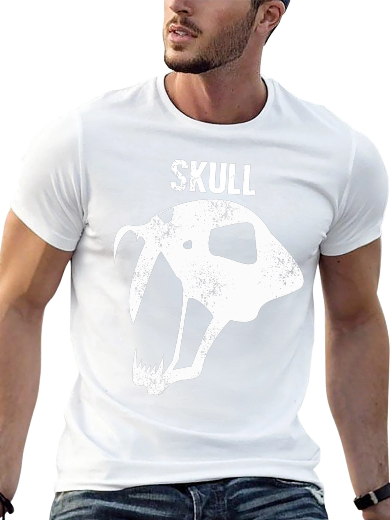 Black Skull Graphic Tee - Distressed Print view 13