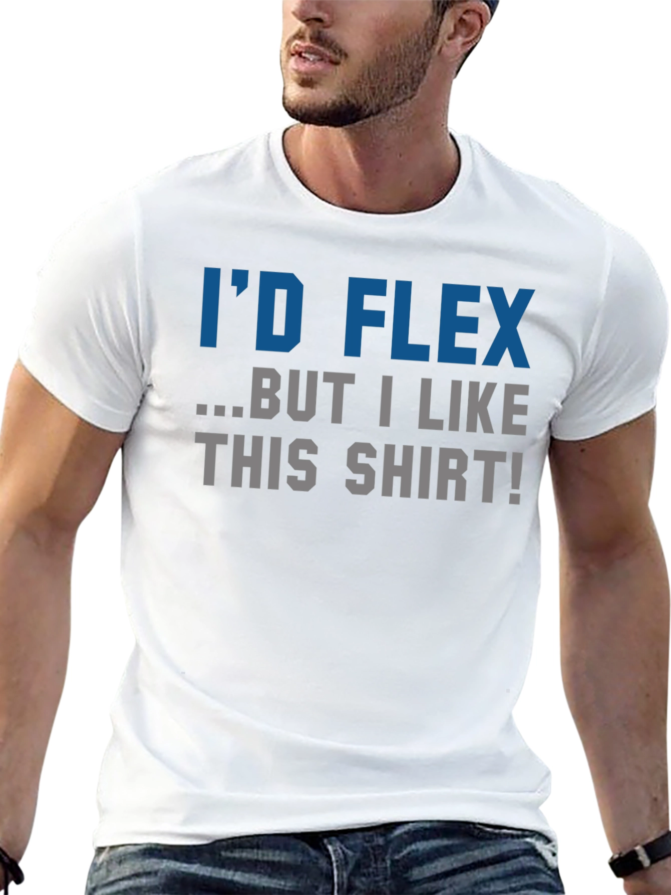 Black Funny I'd Flex But I Like This Shirt Graphic Tee view 13