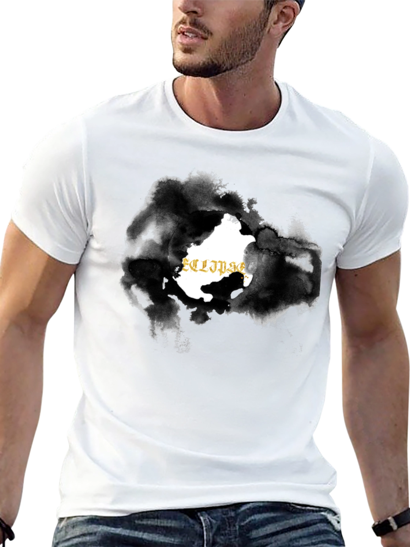 Black Eclipse Graphic Black T-Shirt for Men view 13