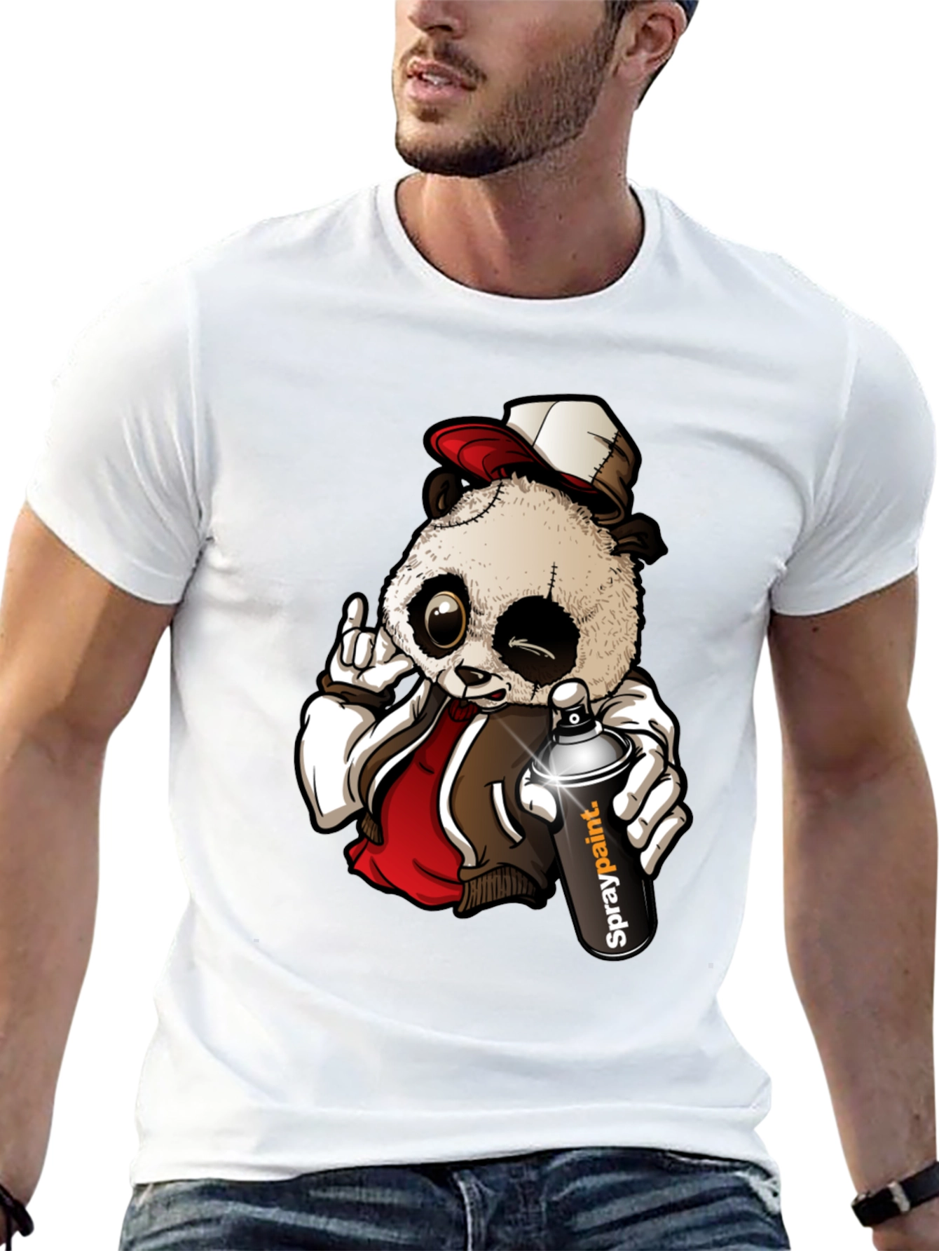 Black Cool Panda Graffiti Artist T-Shirt view 13