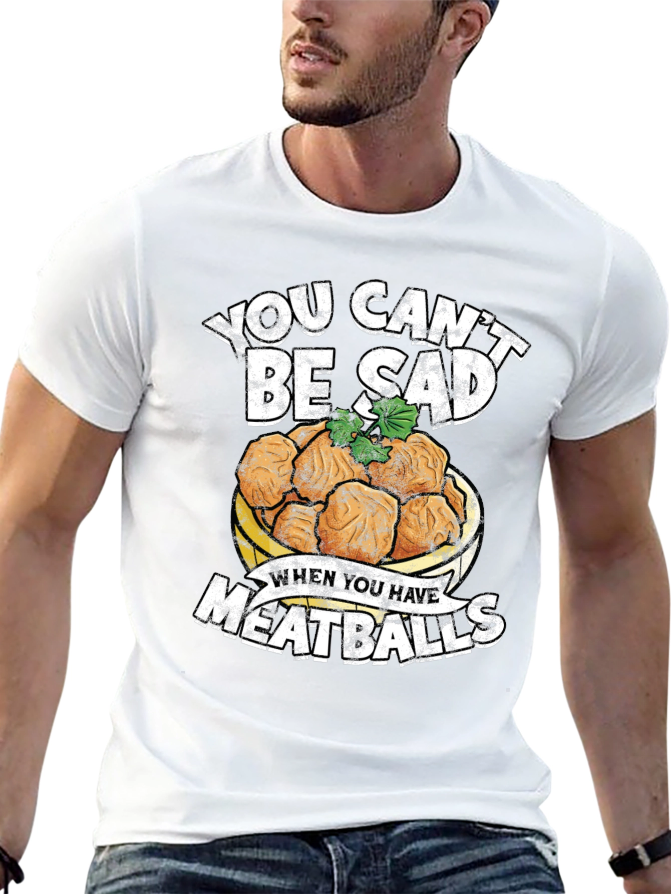 Black You Can't Be Sad Meatballs Graphic Tee view 13