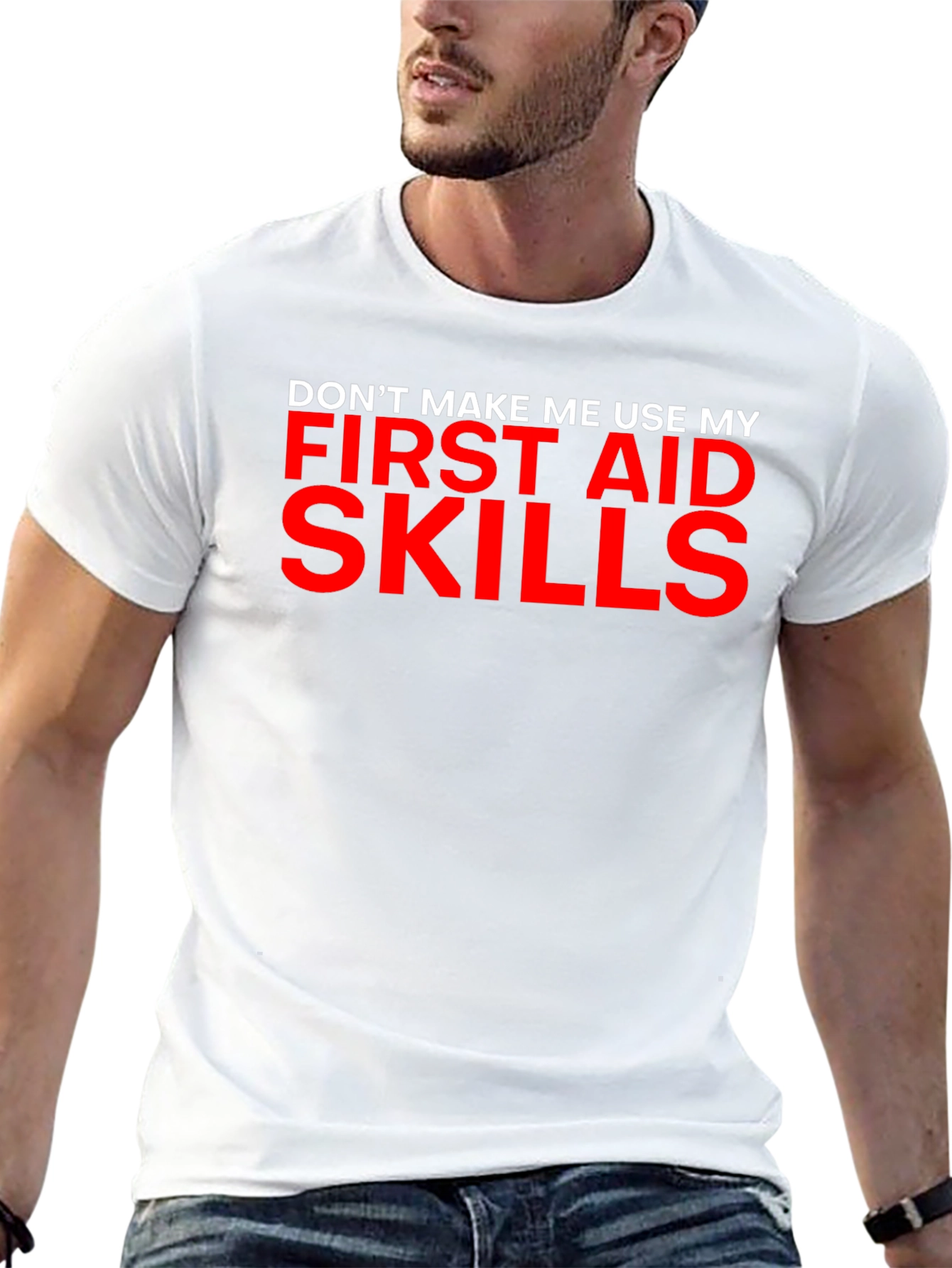 Black Funny First Aid Skills Black T-Shirt view 13