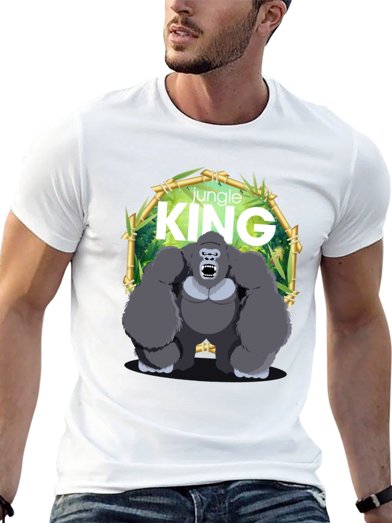 Black Jungle King Gorilla Graphic Black T-Shirt view 13