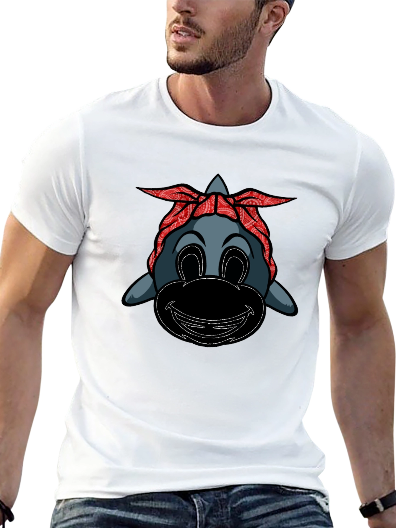 Black Cartoon Gangster Dolphin Graphic Tee view 13