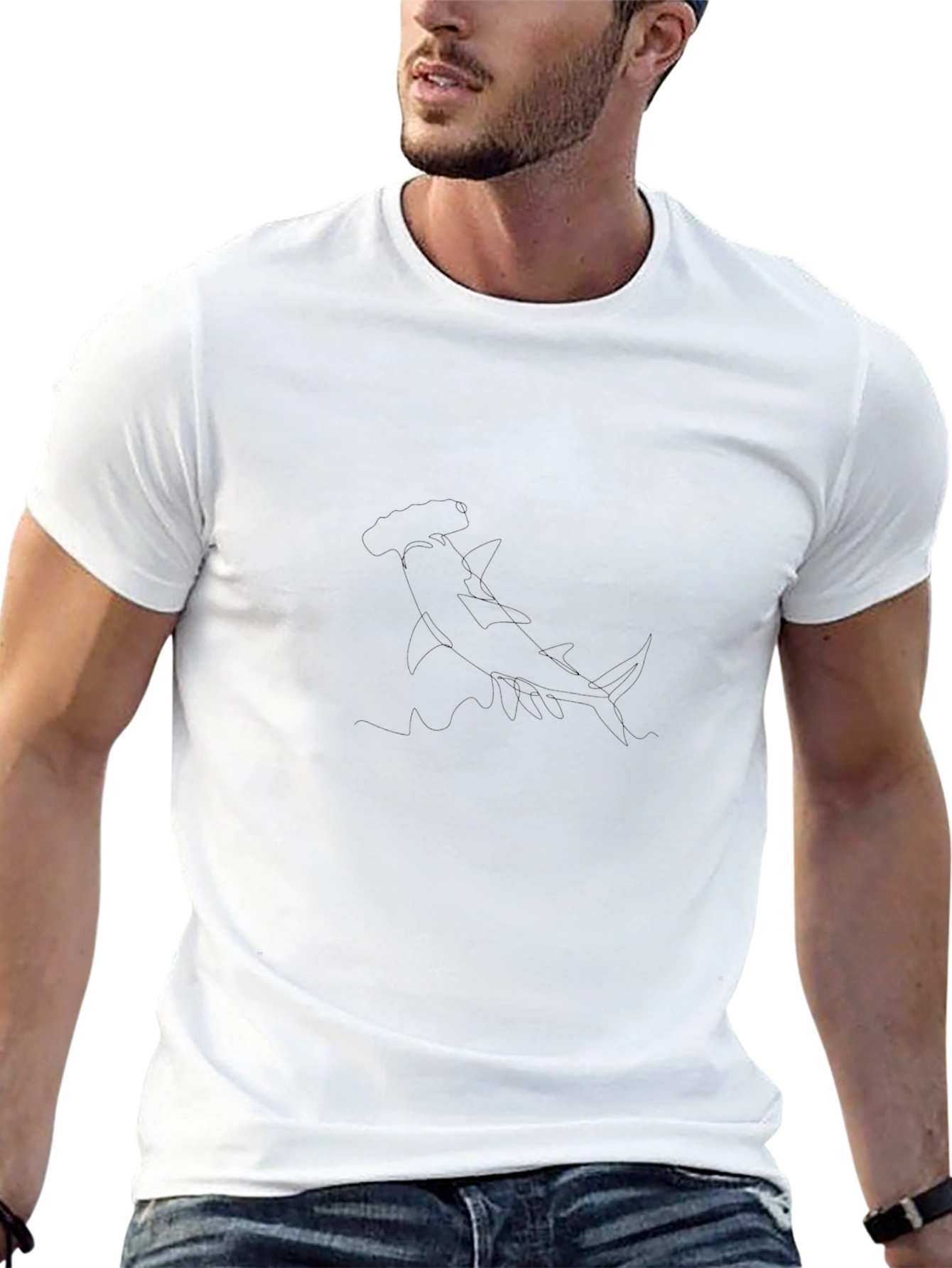 Black Black Hammerhead Shark Graphic T-Shirt - Stylish & Unique view 13