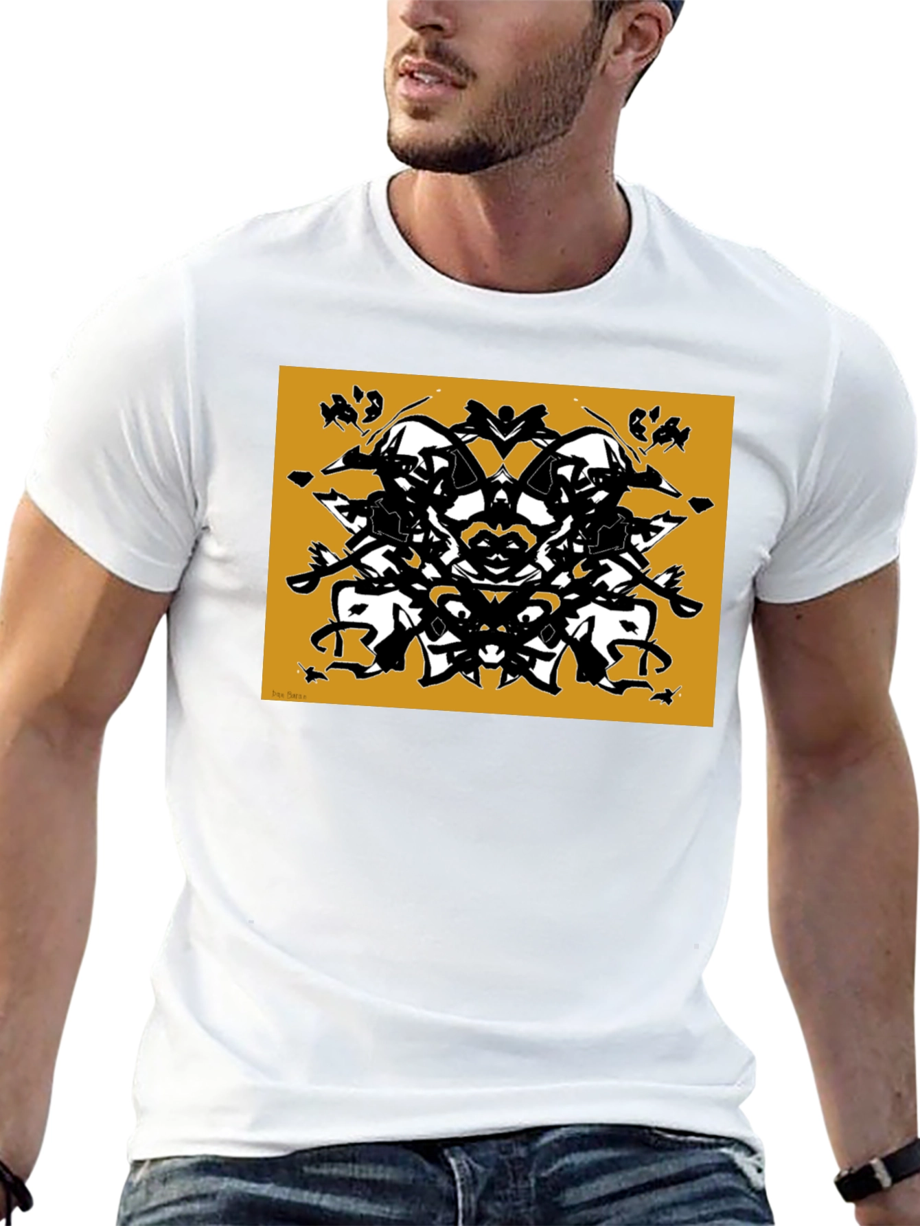 Black Abstract Rorschach Inkblot Graphic Tee view 13