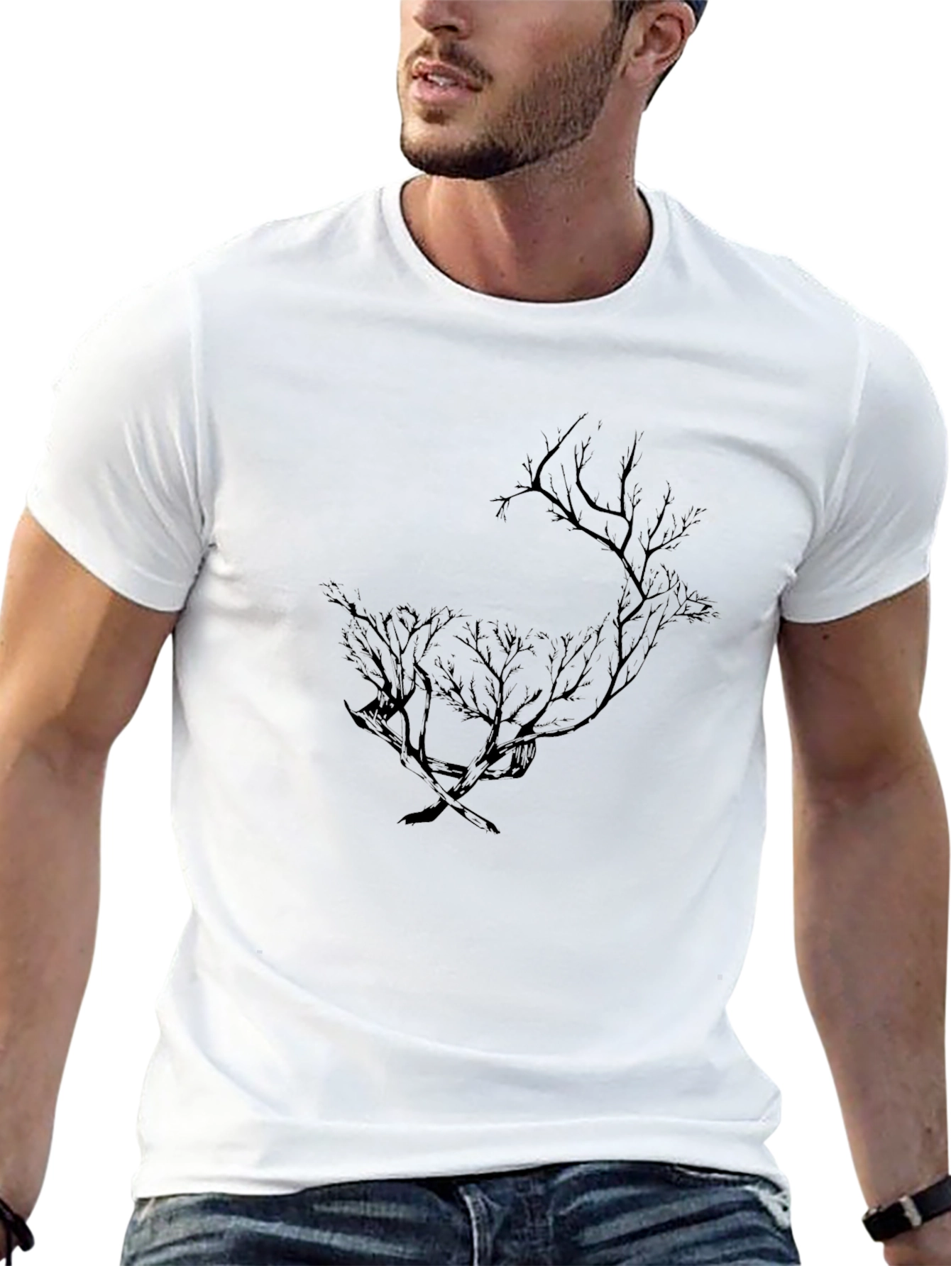 Black Men's Black Tree Silhouette Graphic Tee view 13