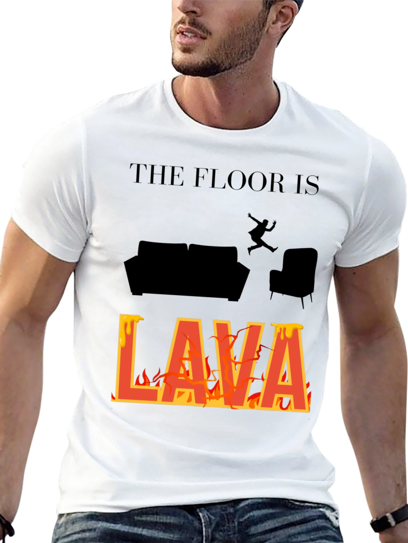 Black The Floor Is Lava T-Shirt Novelty Game Tee view 13