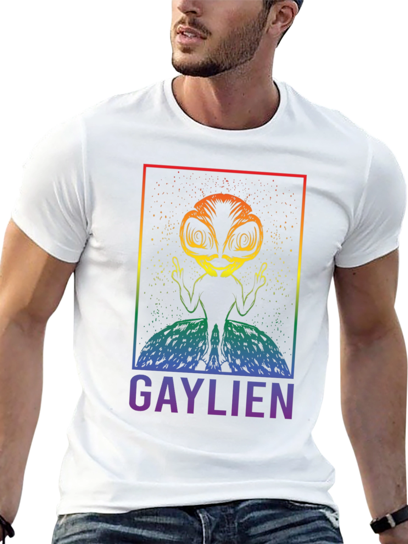 Black Gaylien Graphic T-Shirt - Pride Alien Tee view 13