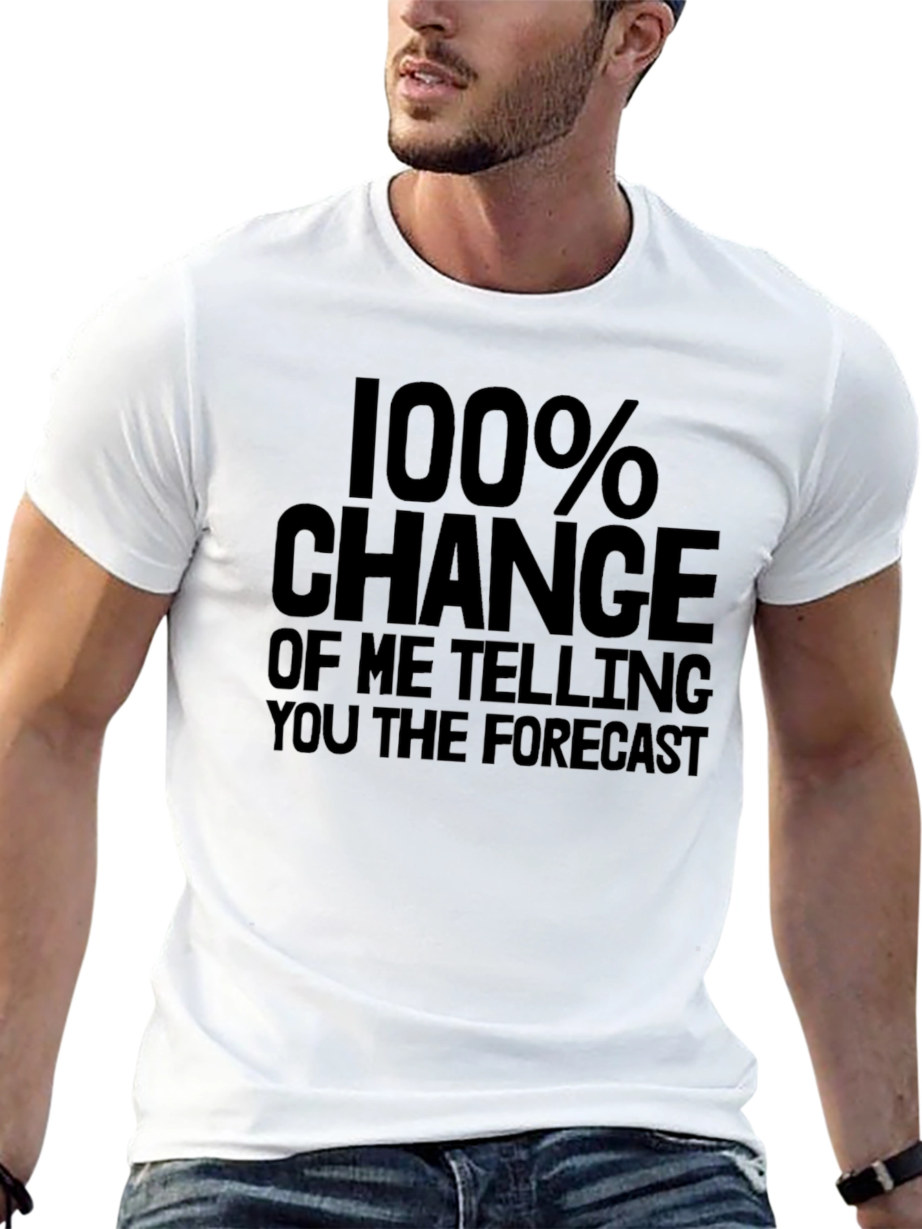 Black Funny Forecast T-Shirt | 100% Chance Weather Joke Tee view 13