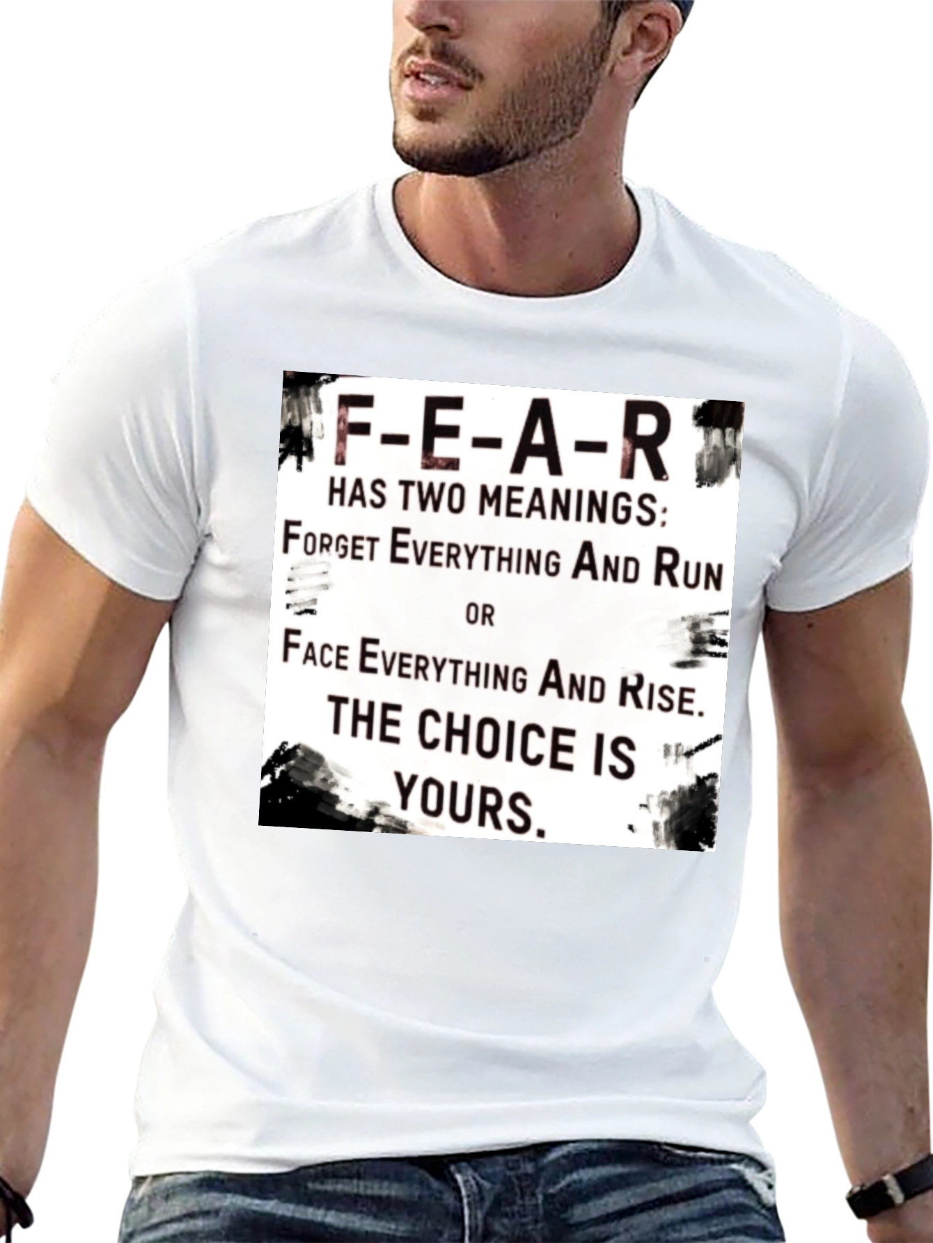 Black Motivational FEAR T-Shirt: Choice Is Yours Graphic Tee view 13