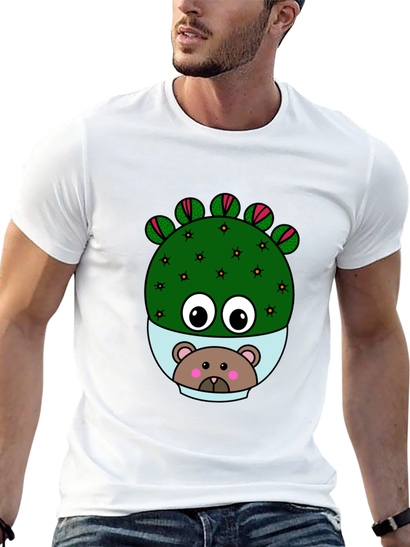 Black Cactus Bear T-Shirt - Unique Graphic Tee view 13