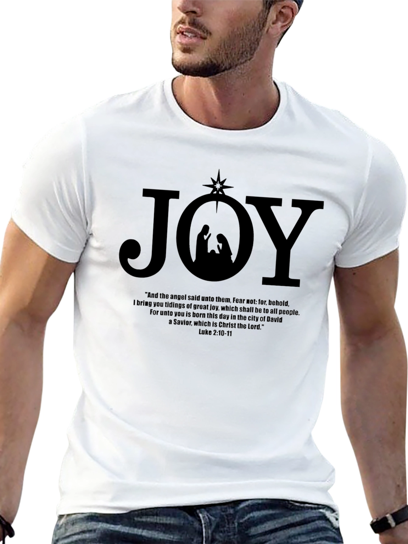 Joy Nativity Black T-Shirt - Luke 2:10-11 - 13