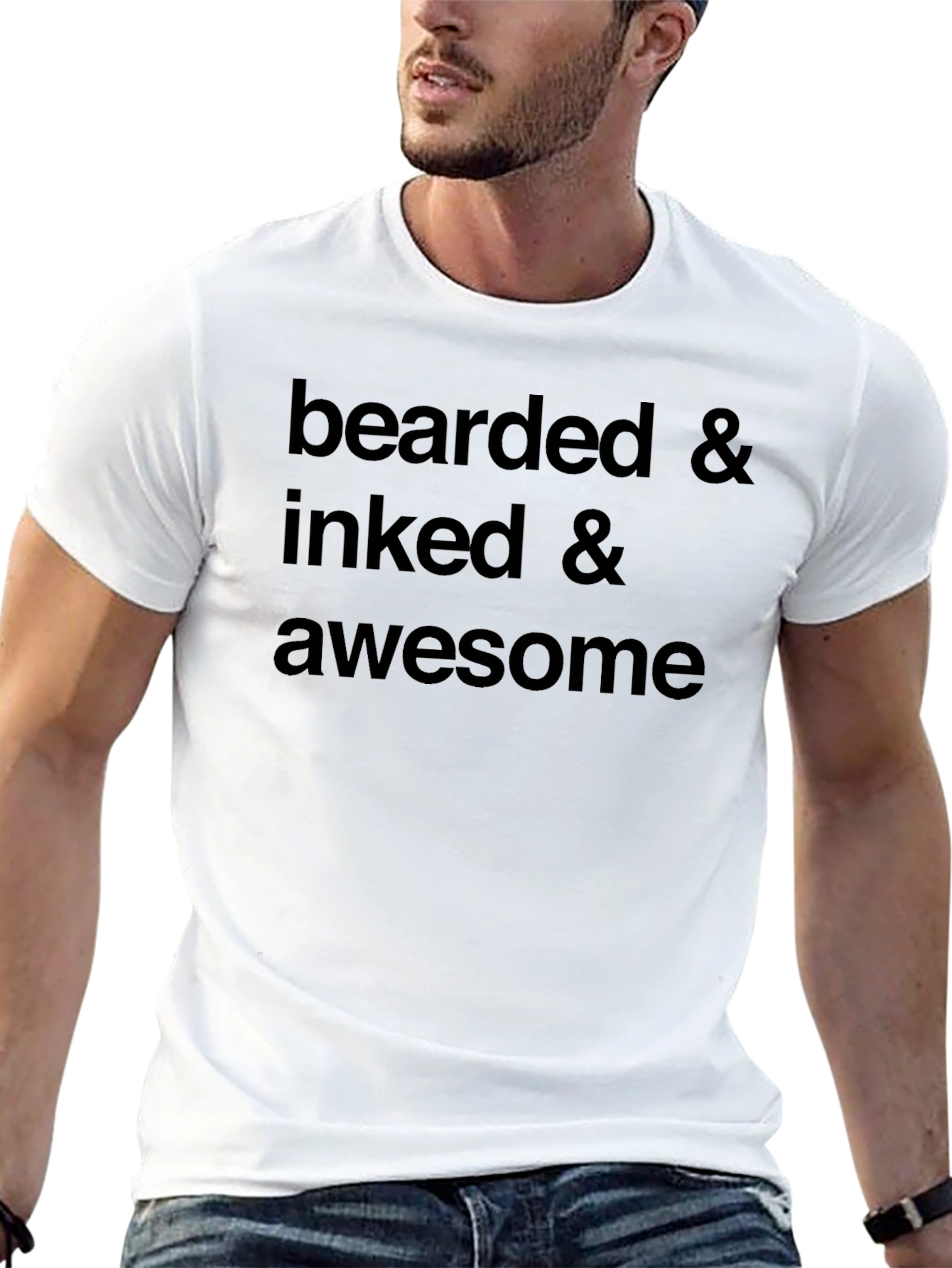 Black Bearded Inked Awesome Graphic Tee view 13