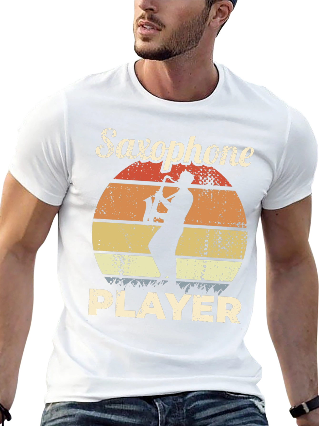 Black Saxophone Player Graphic T-Shirt view 13