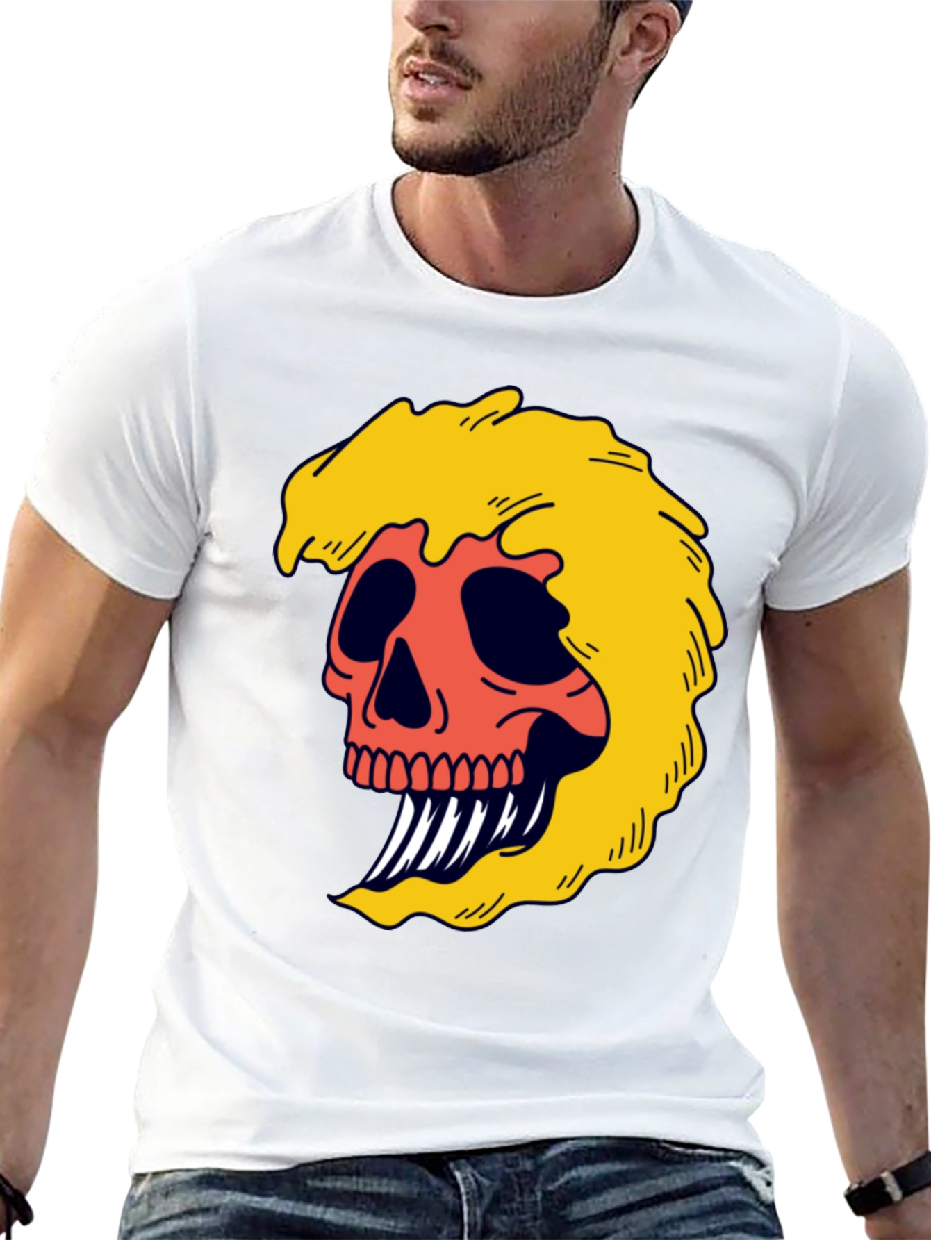 Black Skull Graphic Tee - Bold & Edgy Black T-Shirt view 13
