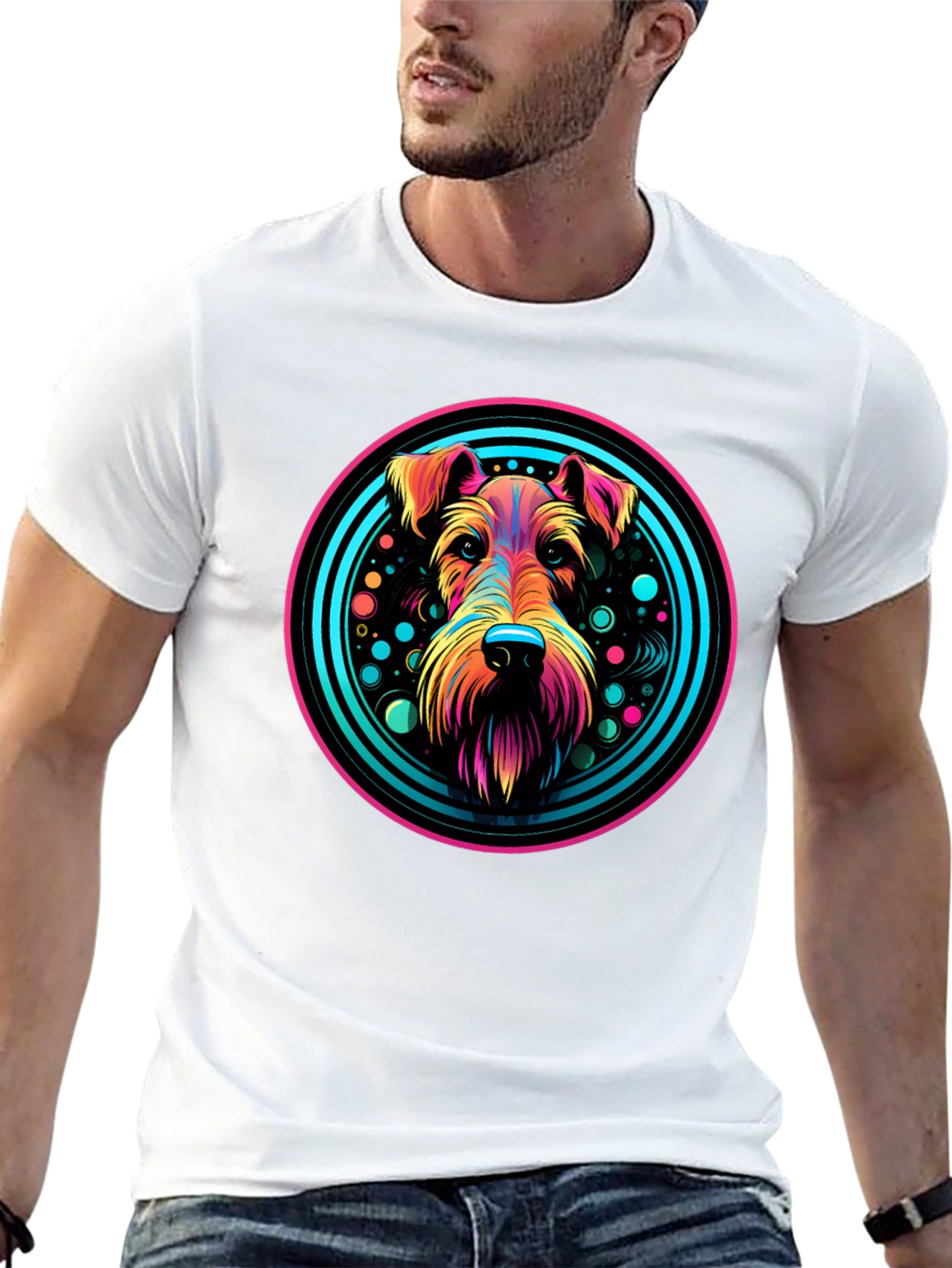 Black Vibrant Dog Graphic Tee - Colorful Pup Design view 13