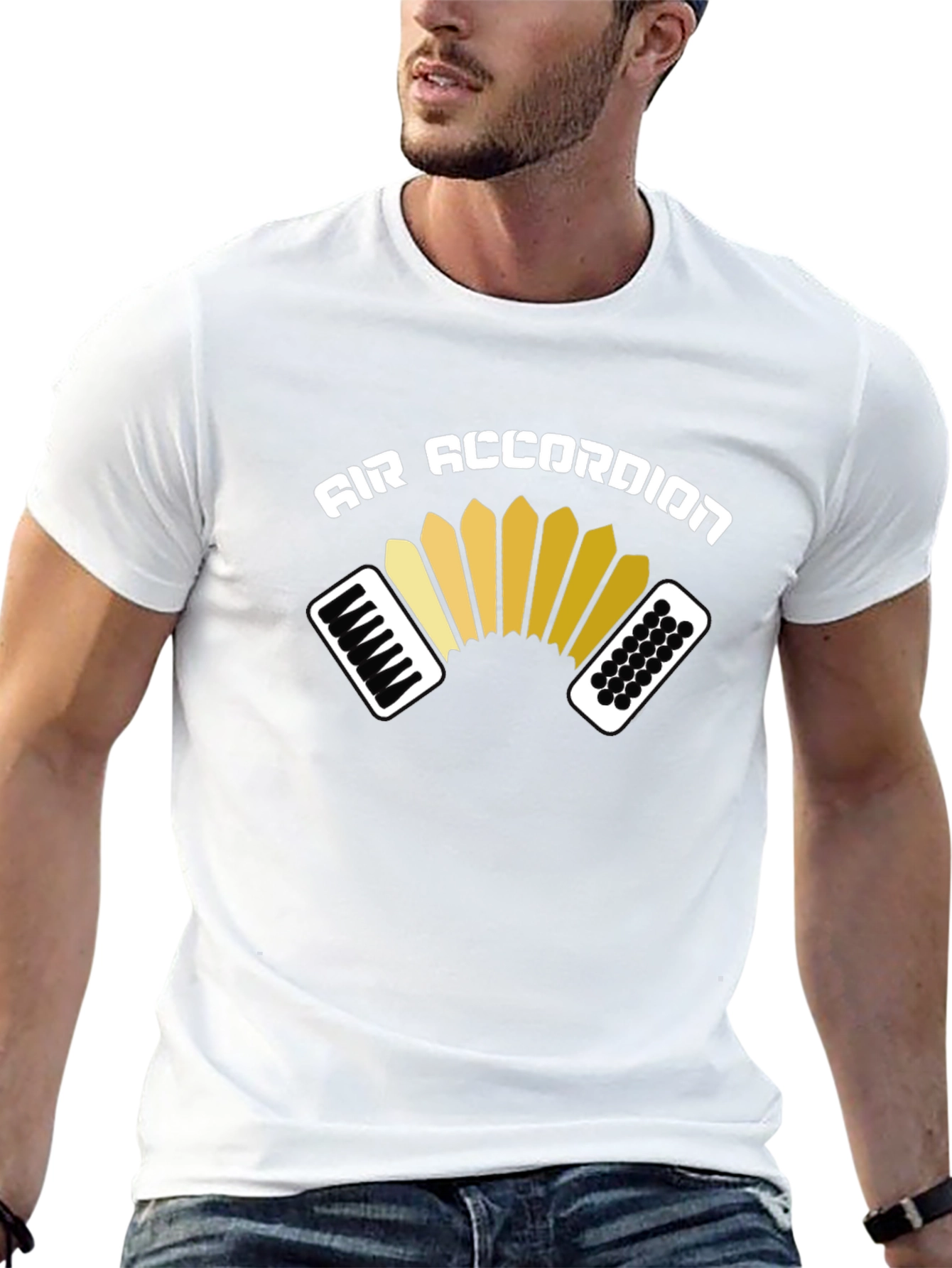 Black Air Accordion Black T-Shirt - Musical Humor Tee view 13