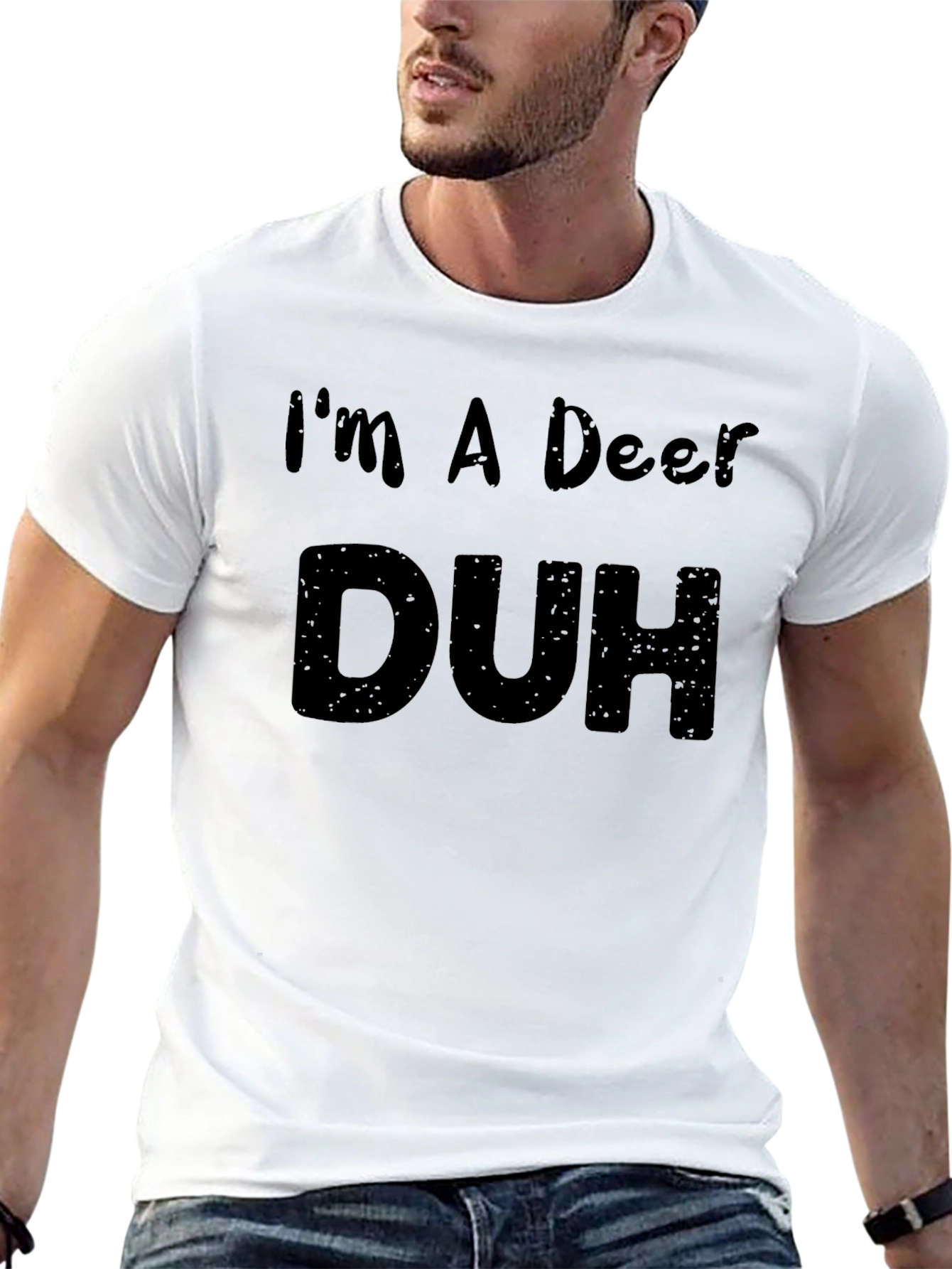 Black I'm A Deer Duh Black T-Shirt view 13