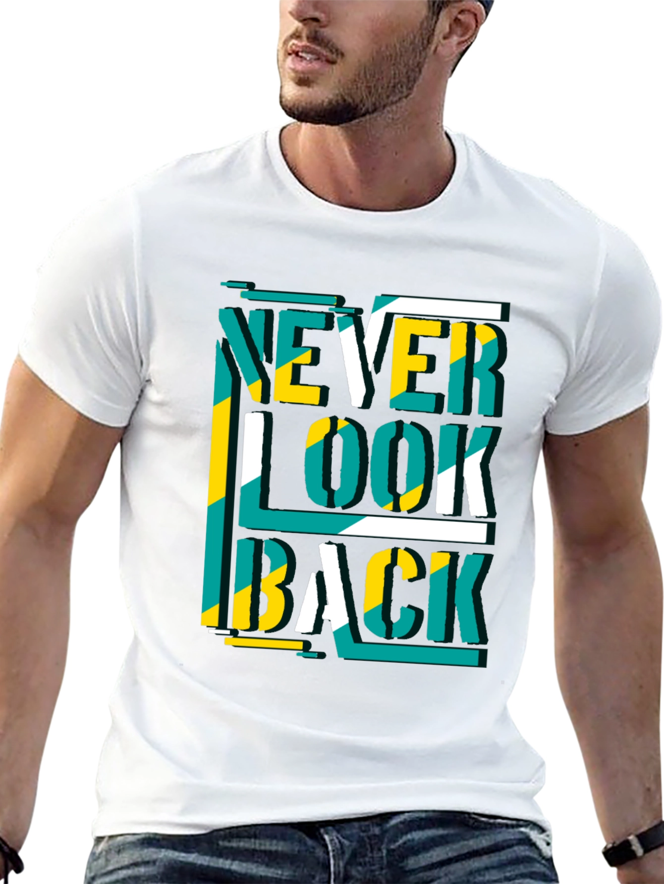 Black Never Look Back Graphic Print Black Tee view 13