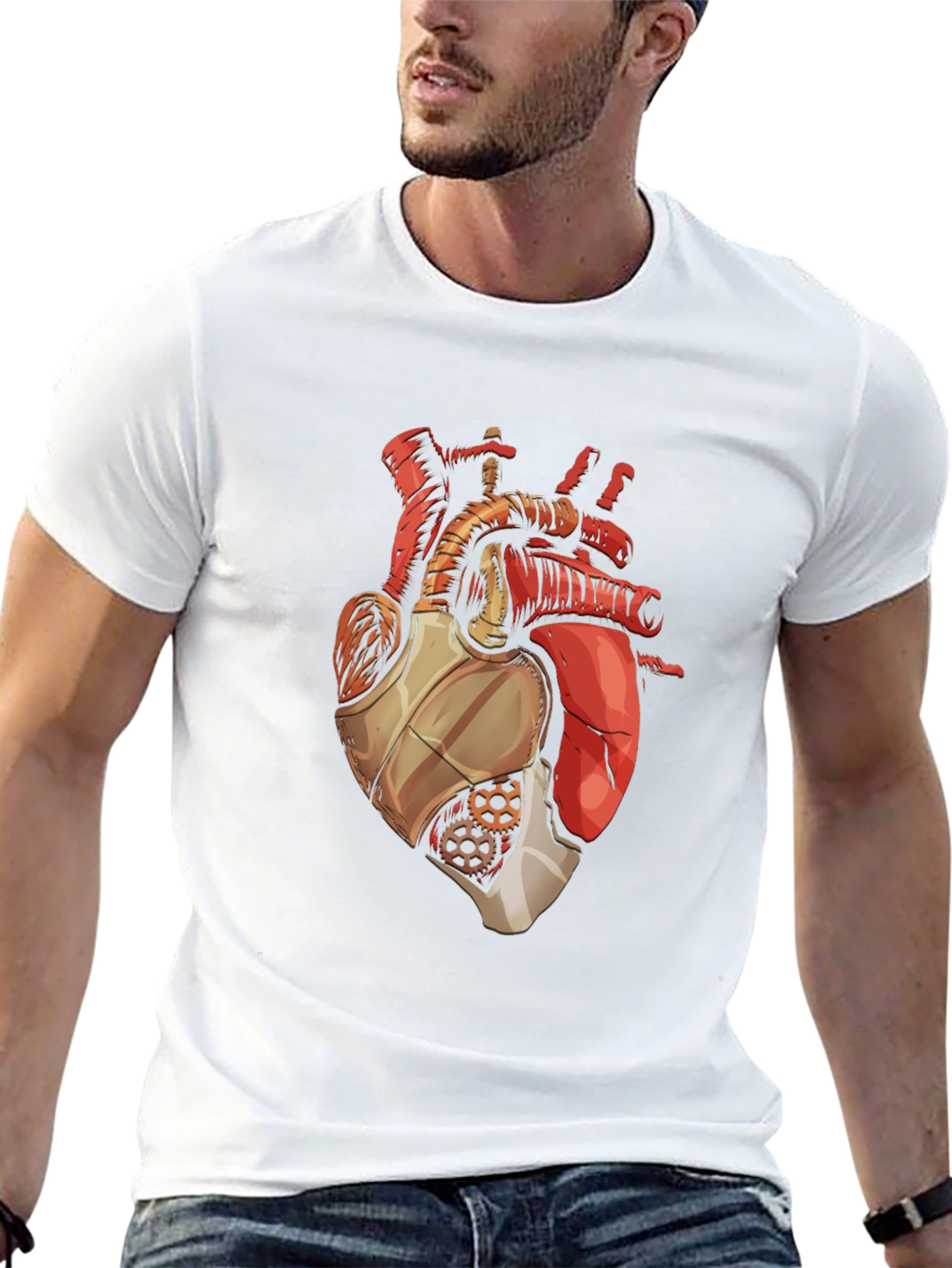 Black Mechanical Heart Graphic T-Shirt view 13