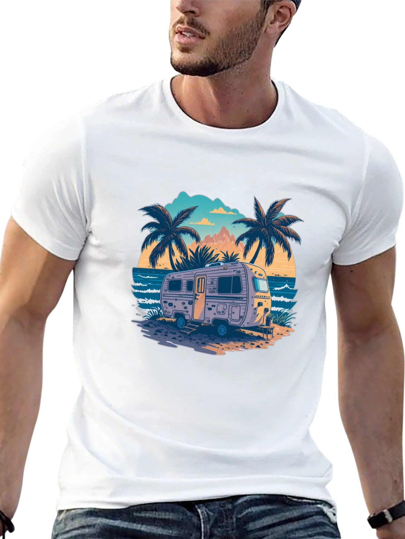 Black Beach Camping RV T-Shirt - Vacation Vibes view 13