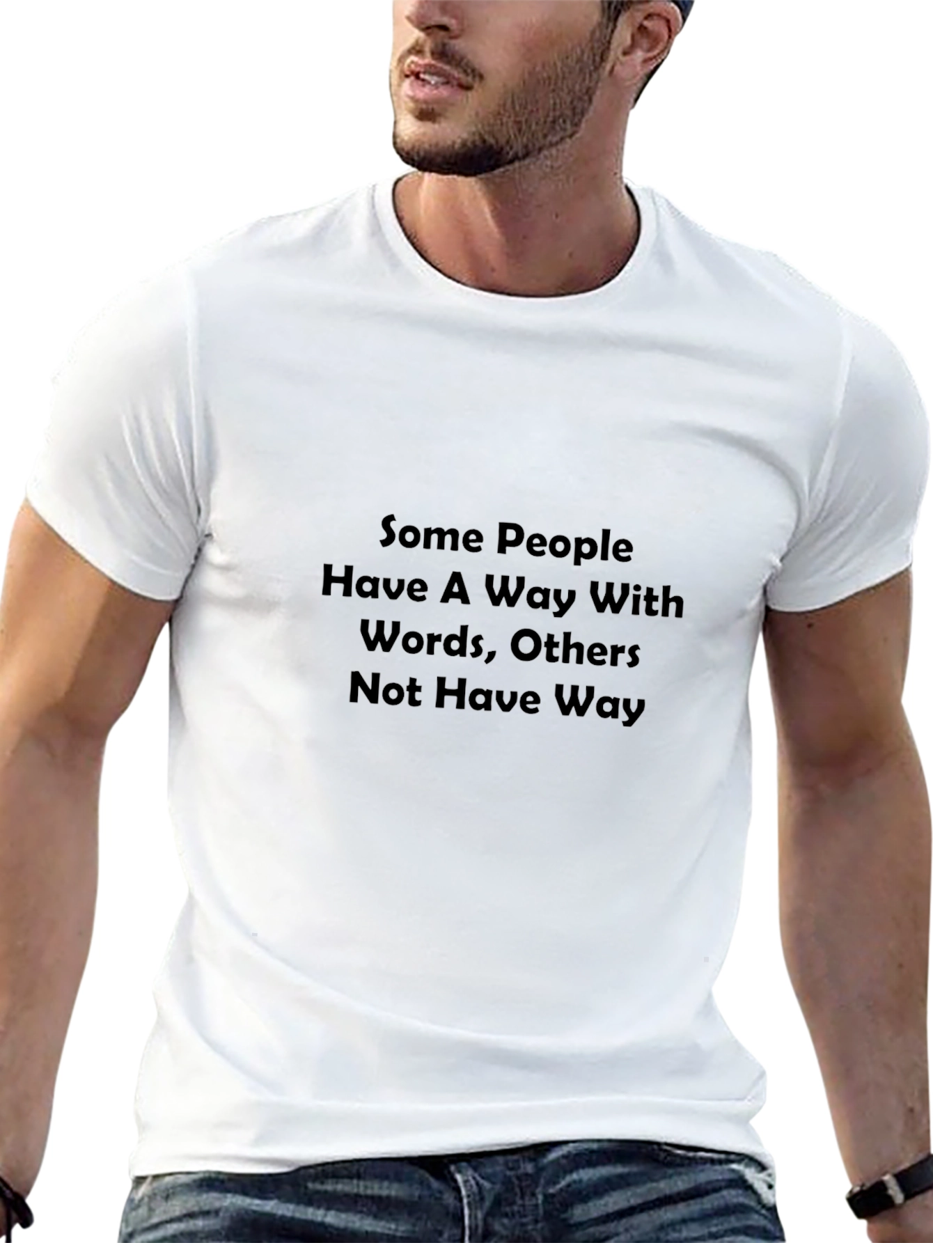 Black Funny Men's 'Way With Words' Black T-Shirt view 13