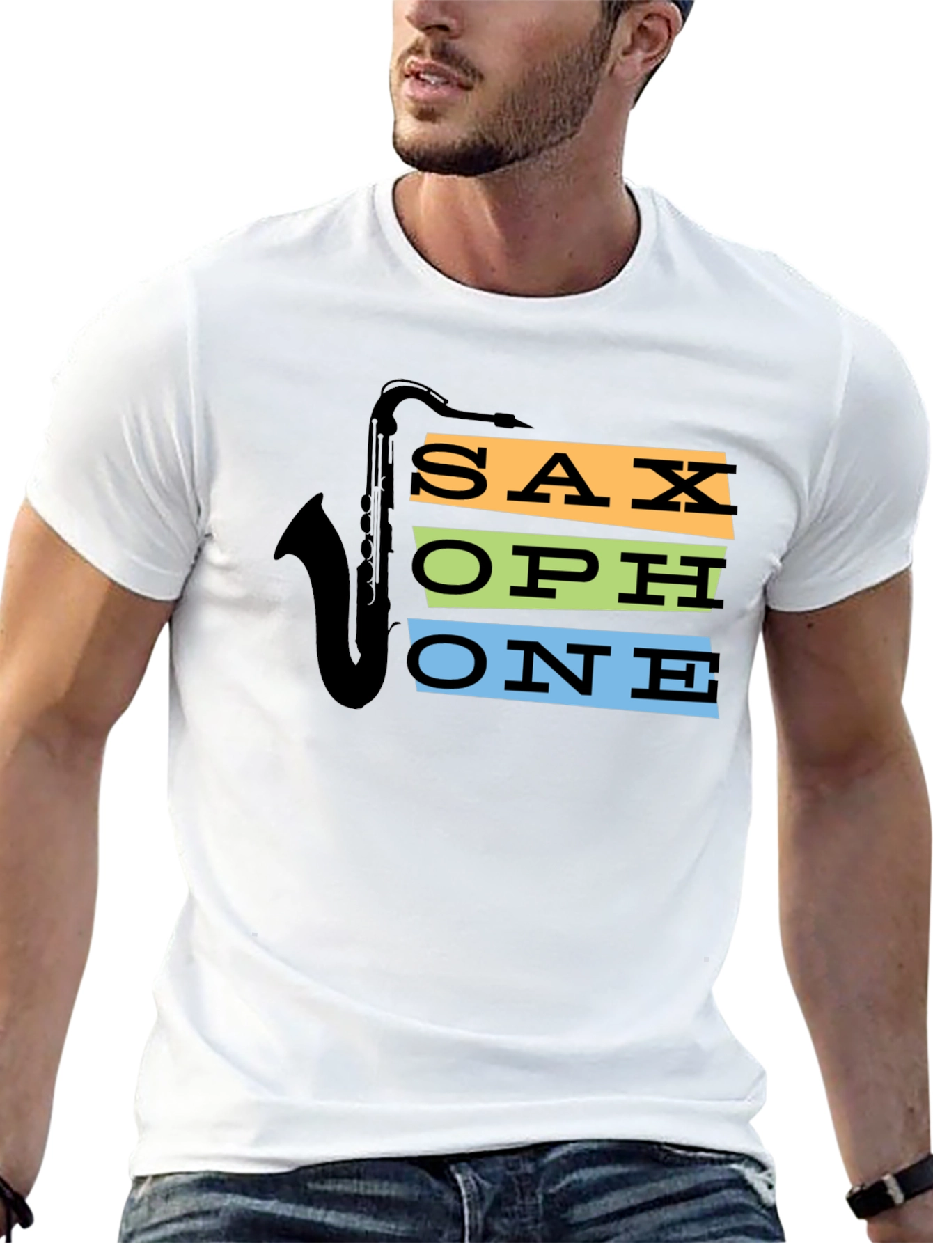 Black Saxophone Graphic Tee - Cool Music Lover Shirt view 13