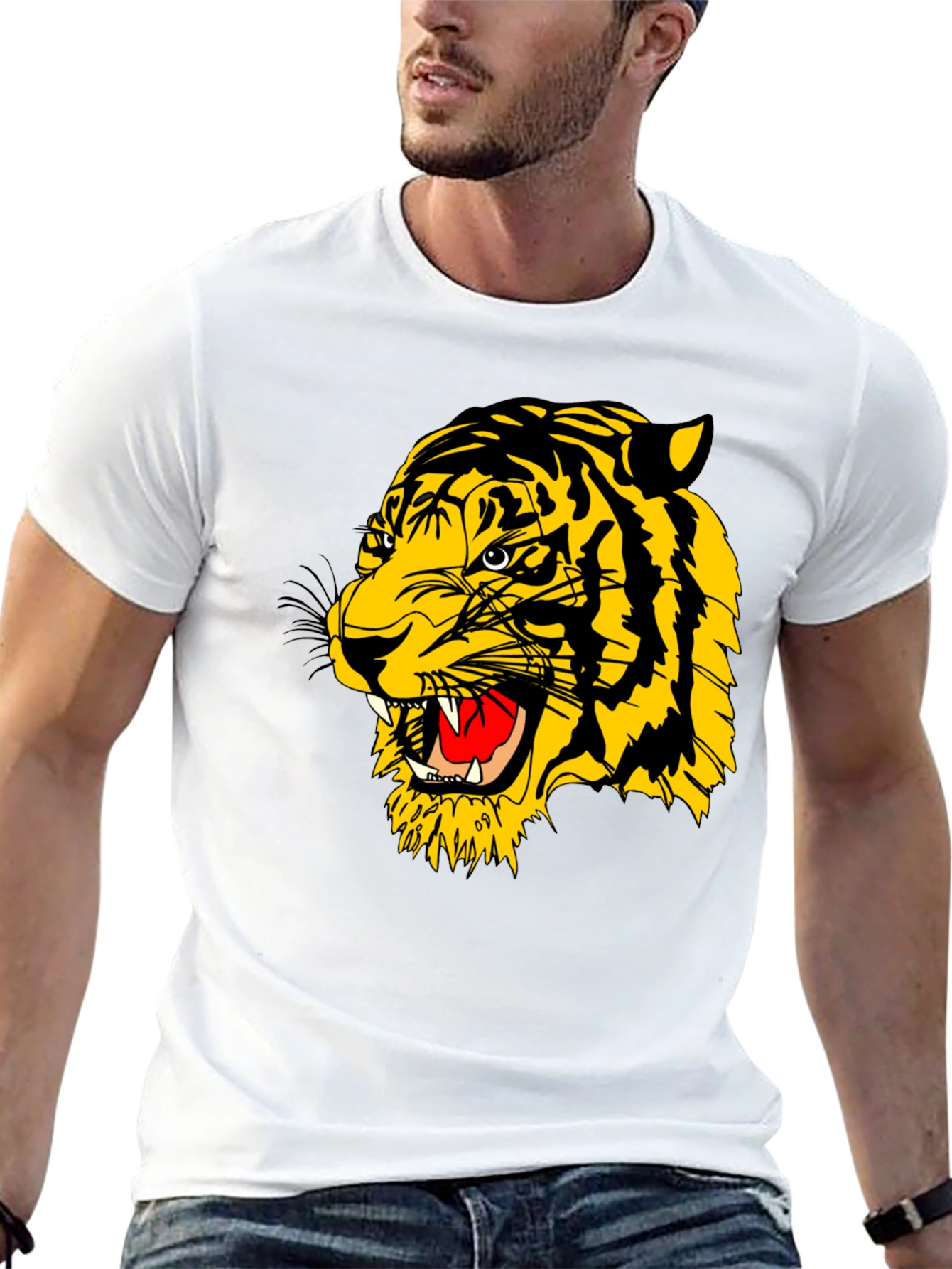 Black Roaring Tiger Graphic Black T-Shirt view 13