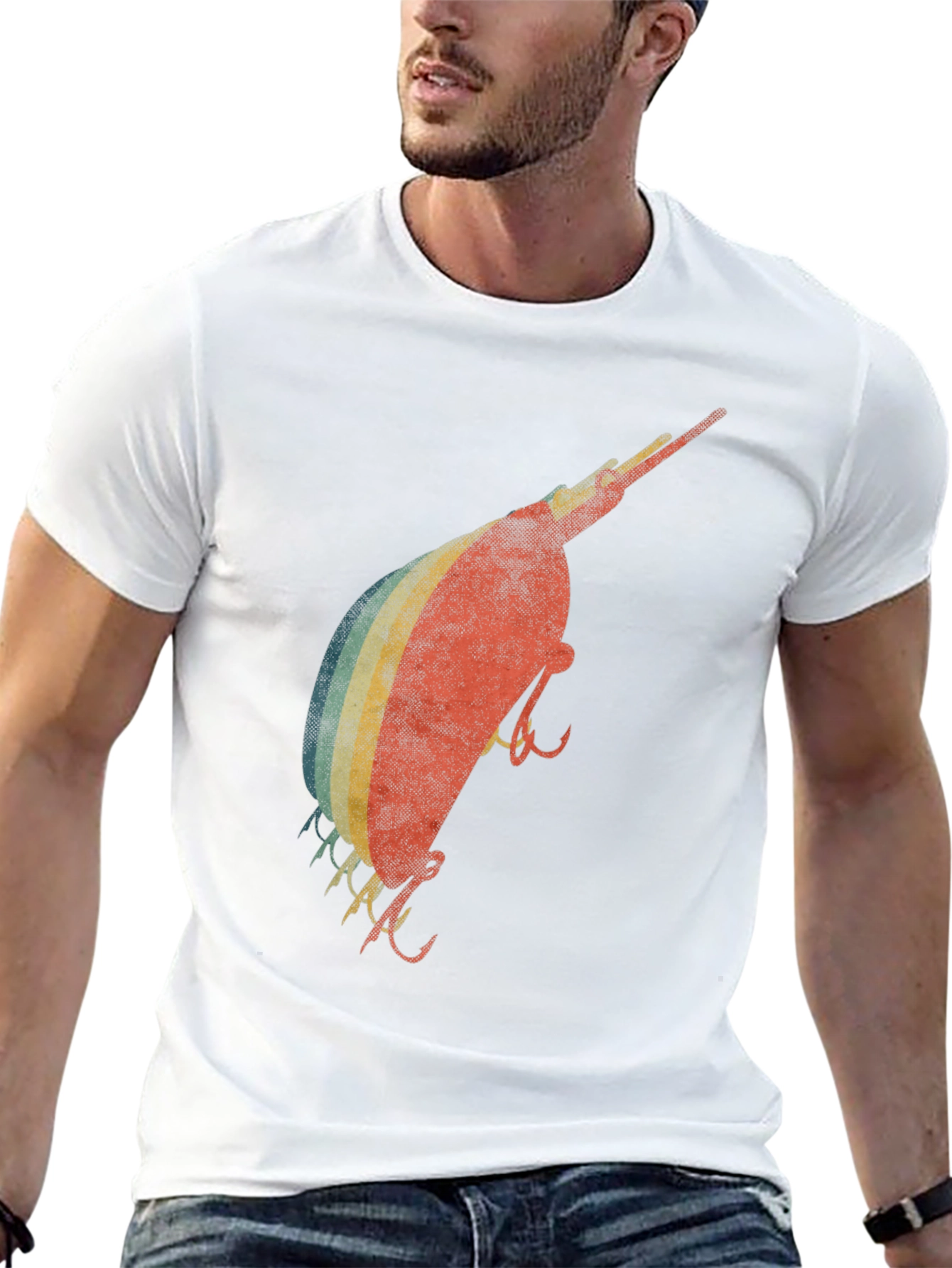 Black Vintage Fishing Lure Graphic Tee - Retro Angler T-Shirt view 13