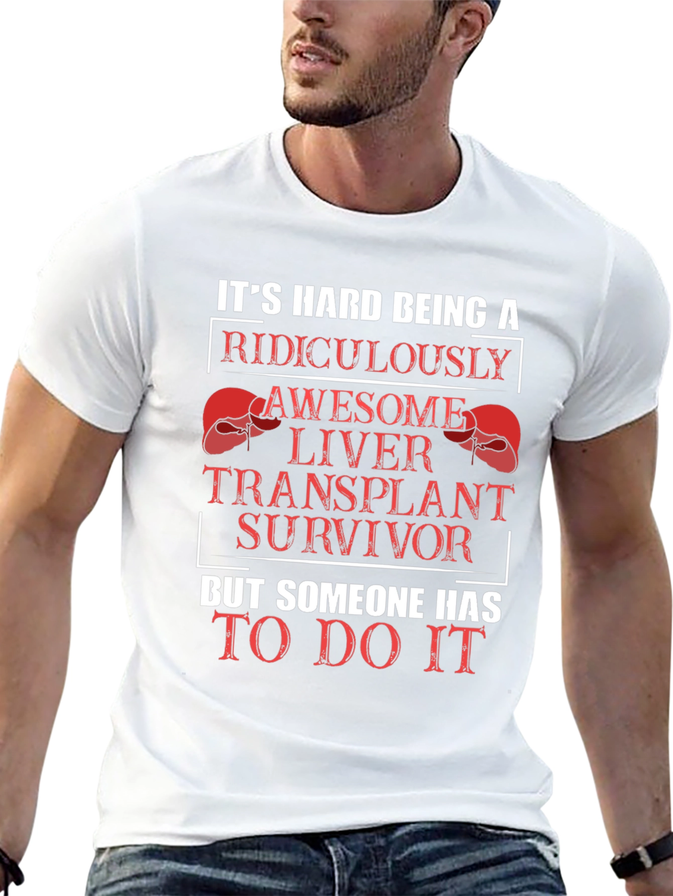 Black Funny Liver Transplant Survivor Graphic T-Shirt view 13