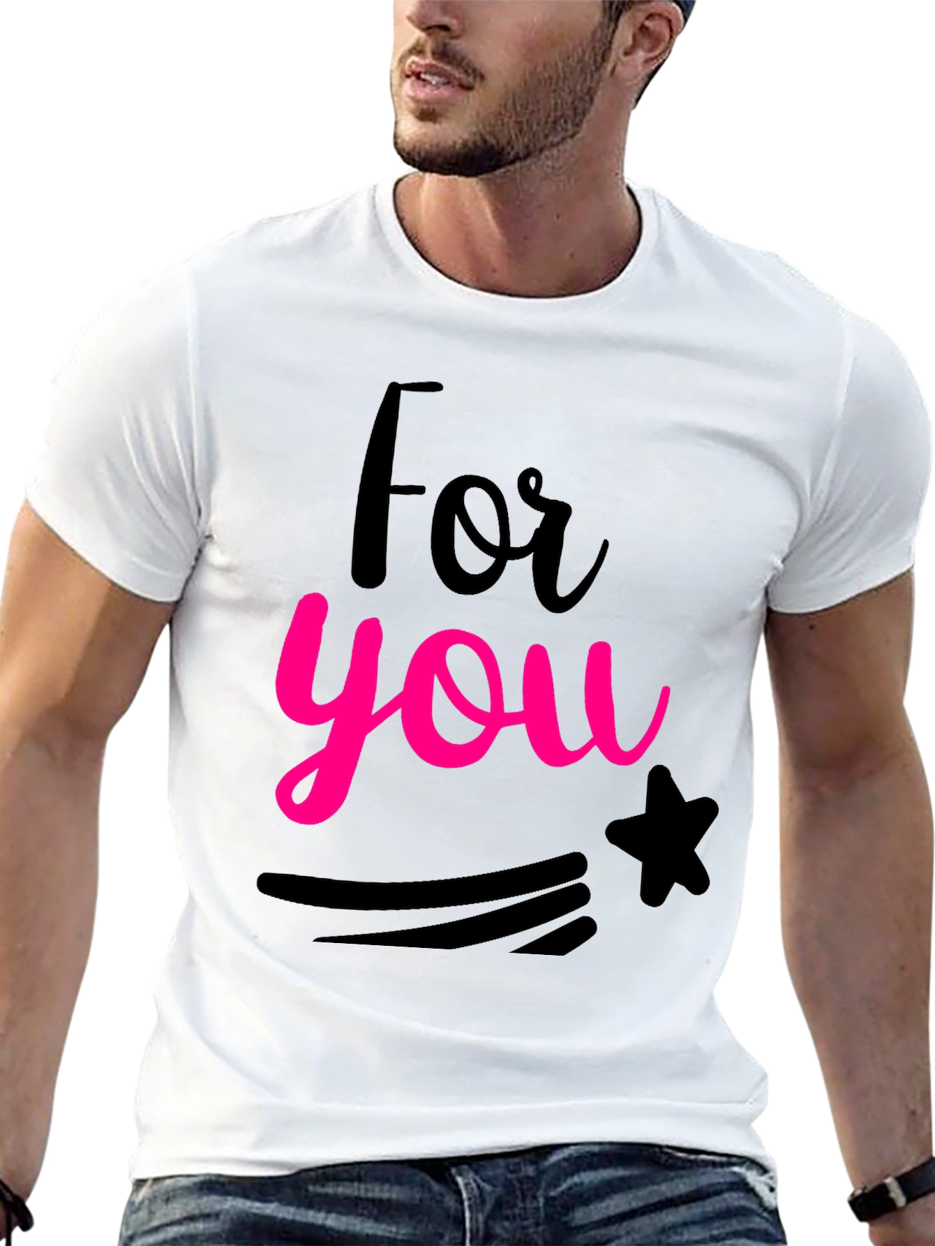 Black For You Graphic Print Black Crew Neck T-Shirt view 13