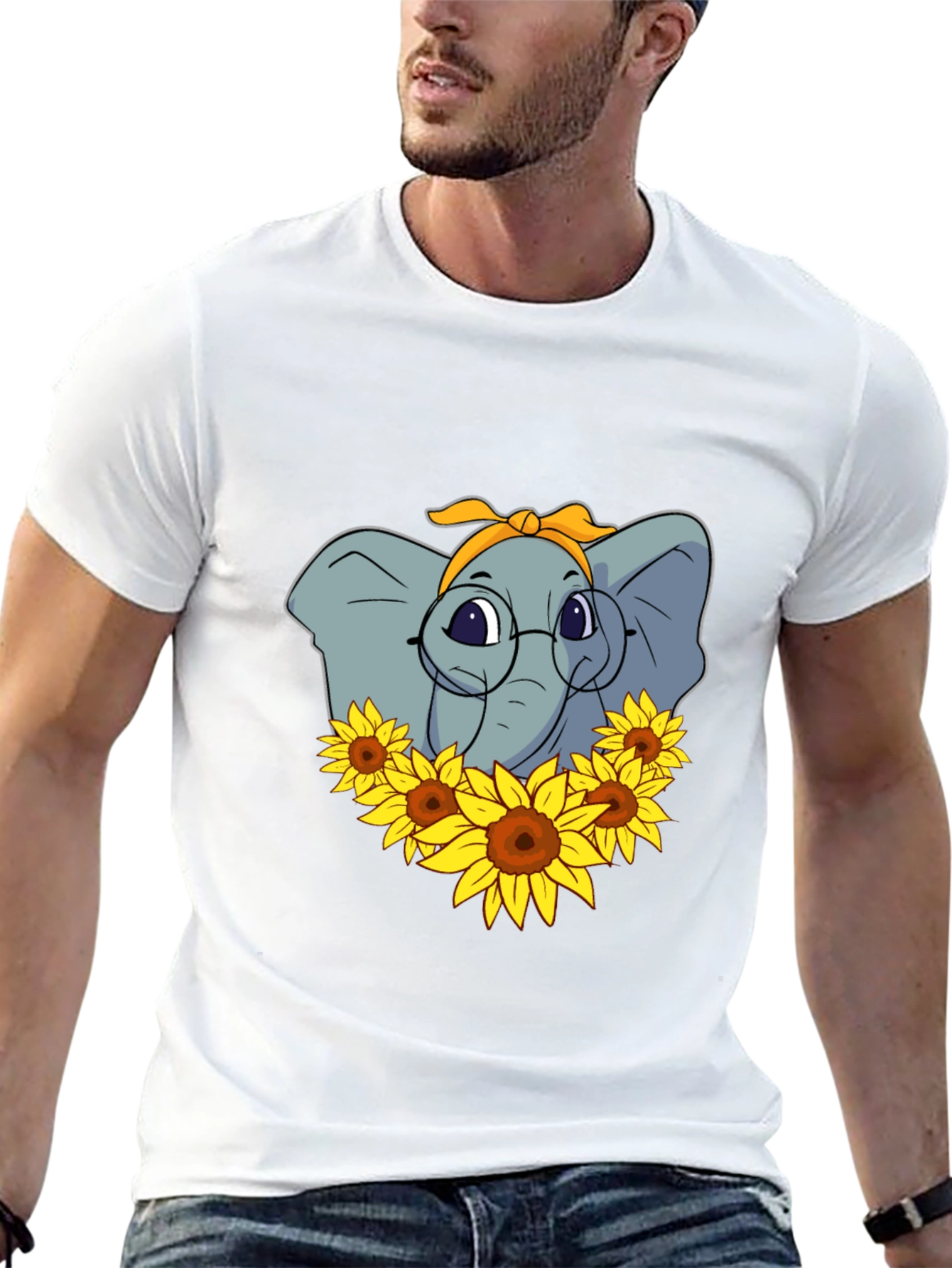 Black Elephant Sunflower T-Shirt - Stylish Graphic Tee view 13