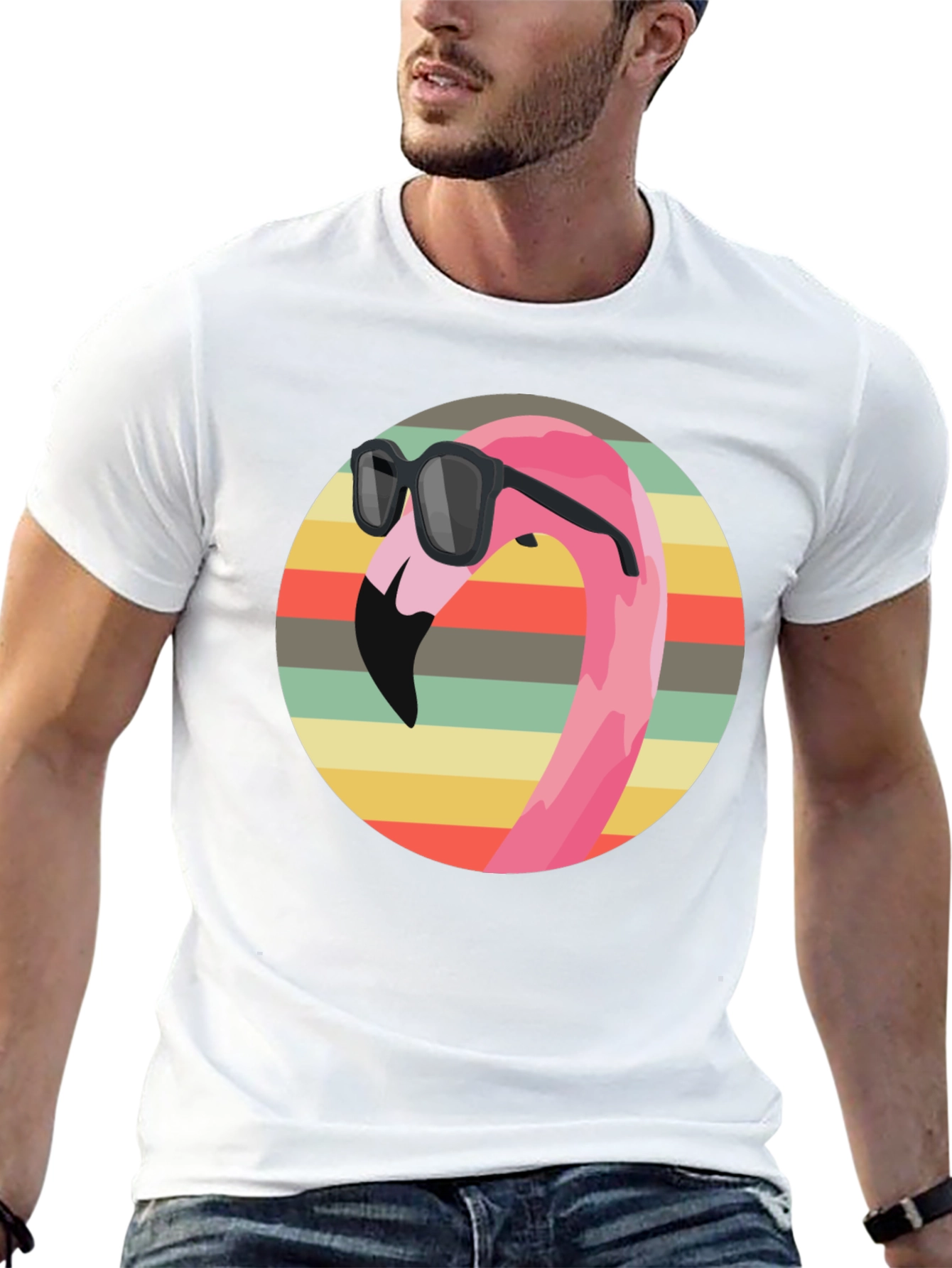 Black Cool Flamingo Graphic Tee - Retro Style view 13