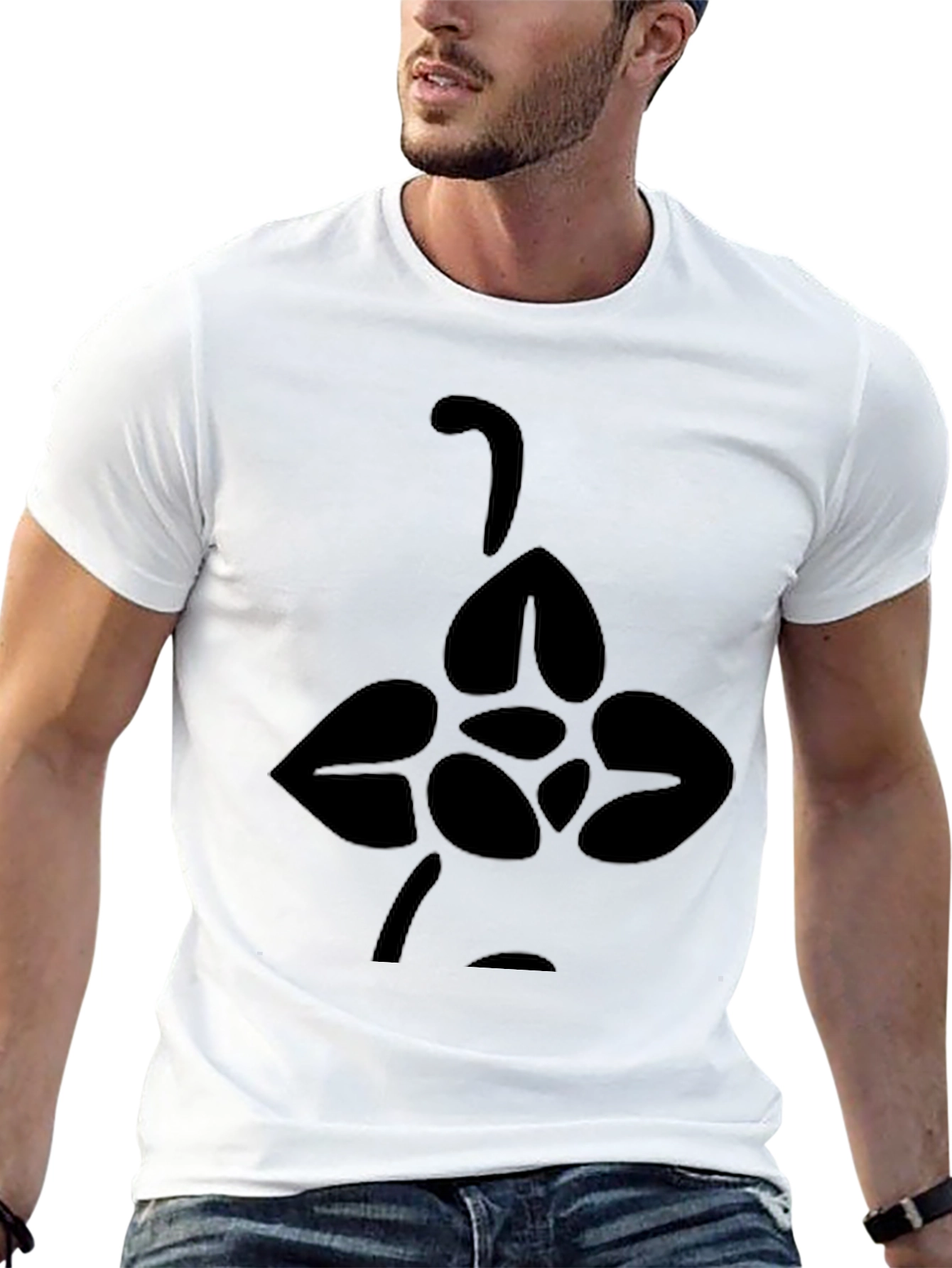 Black Black Tee with Abstract Floral Design view 13