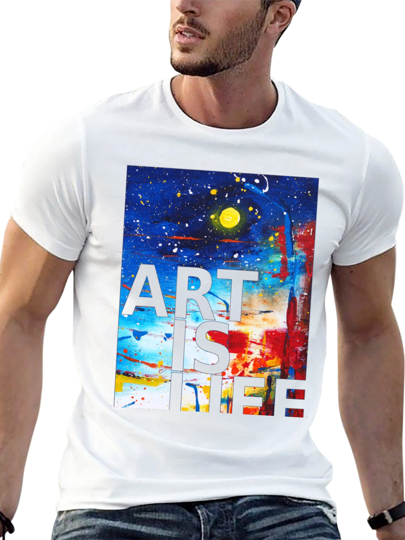 Black Abstract Art is Life Graphic Tee view 13